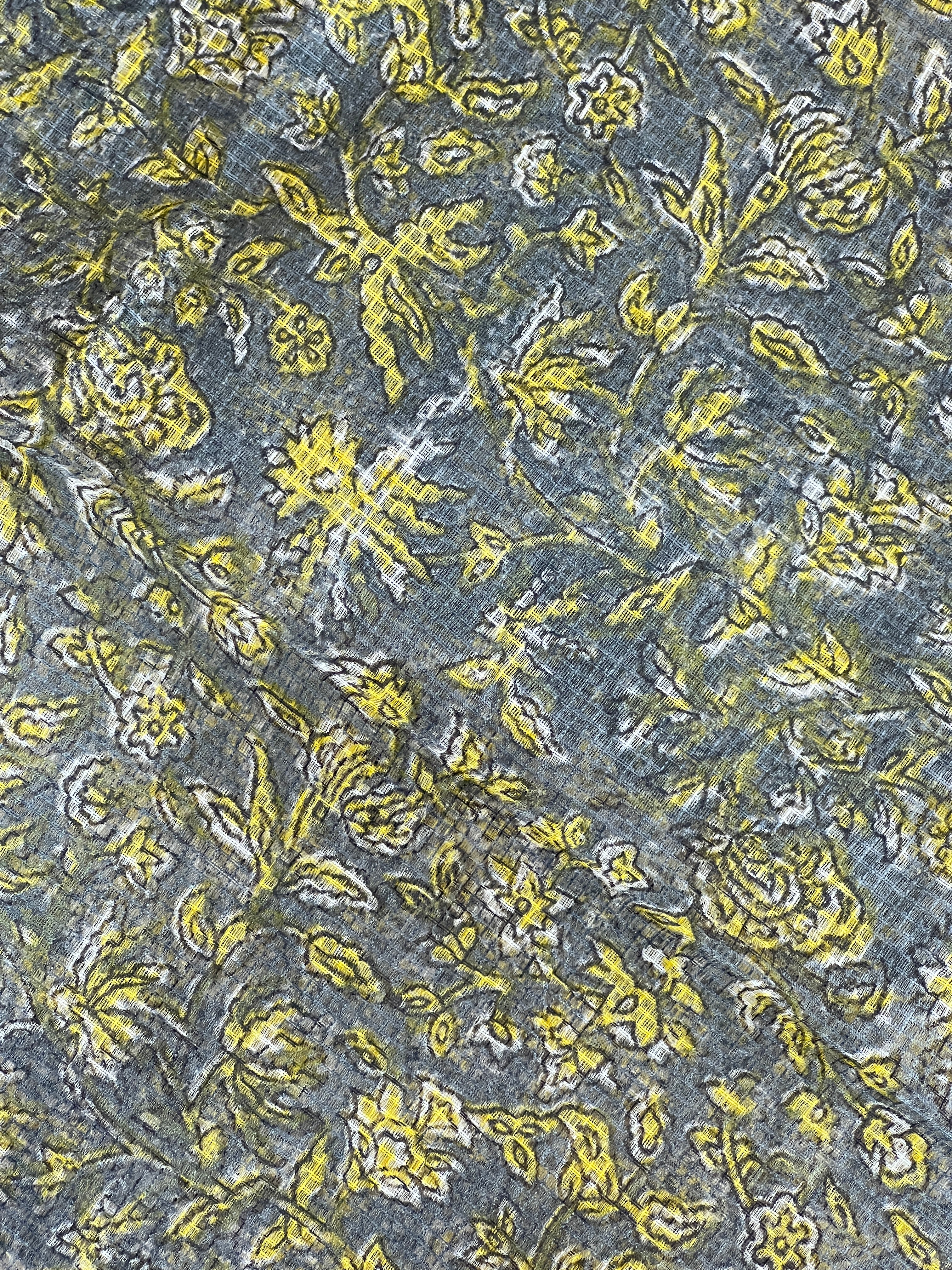 Block Printed Muga Check Kota Saree | JSC618