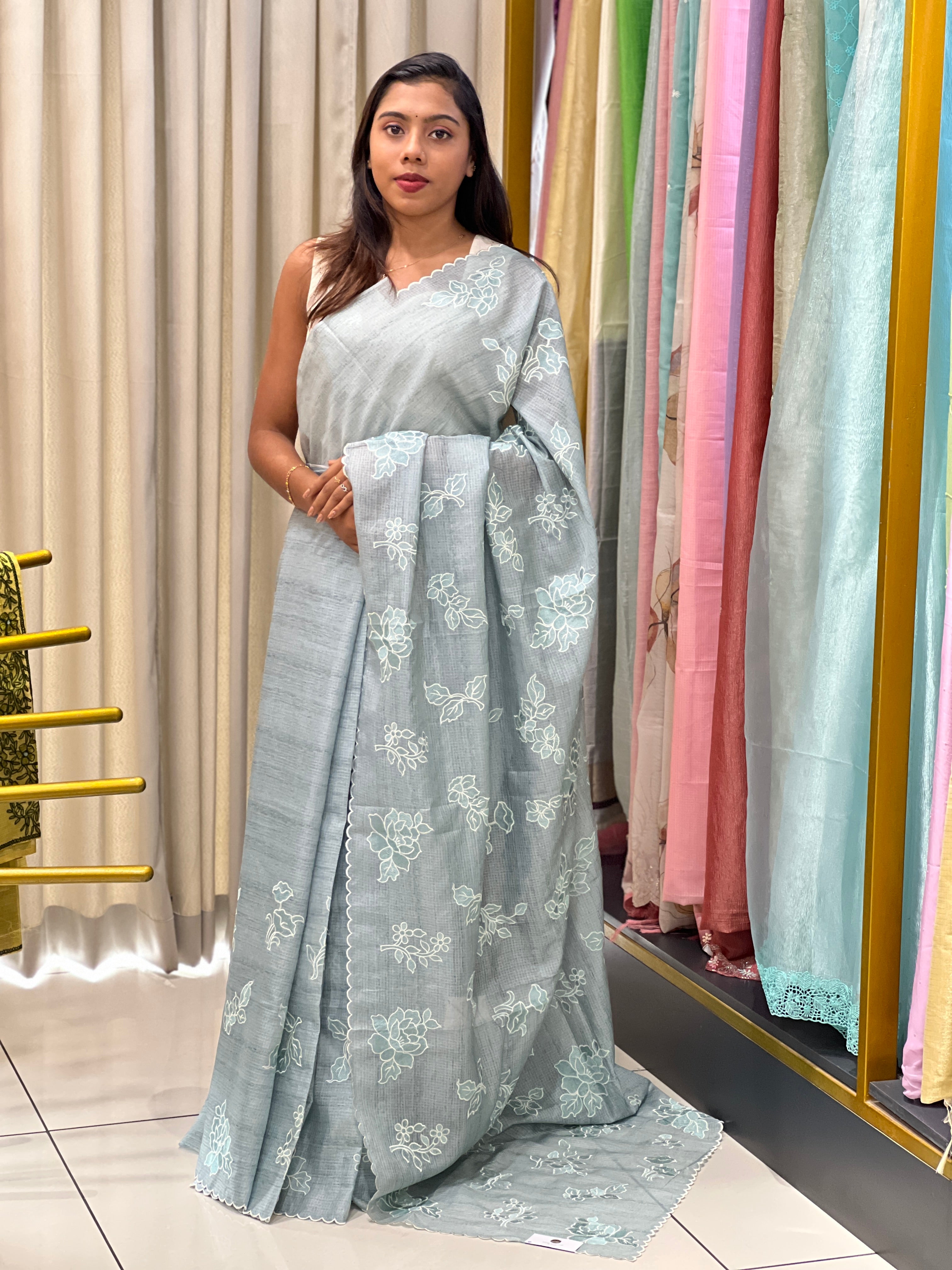 Floral Embroidery Detailed Kota Saree | BLD2062