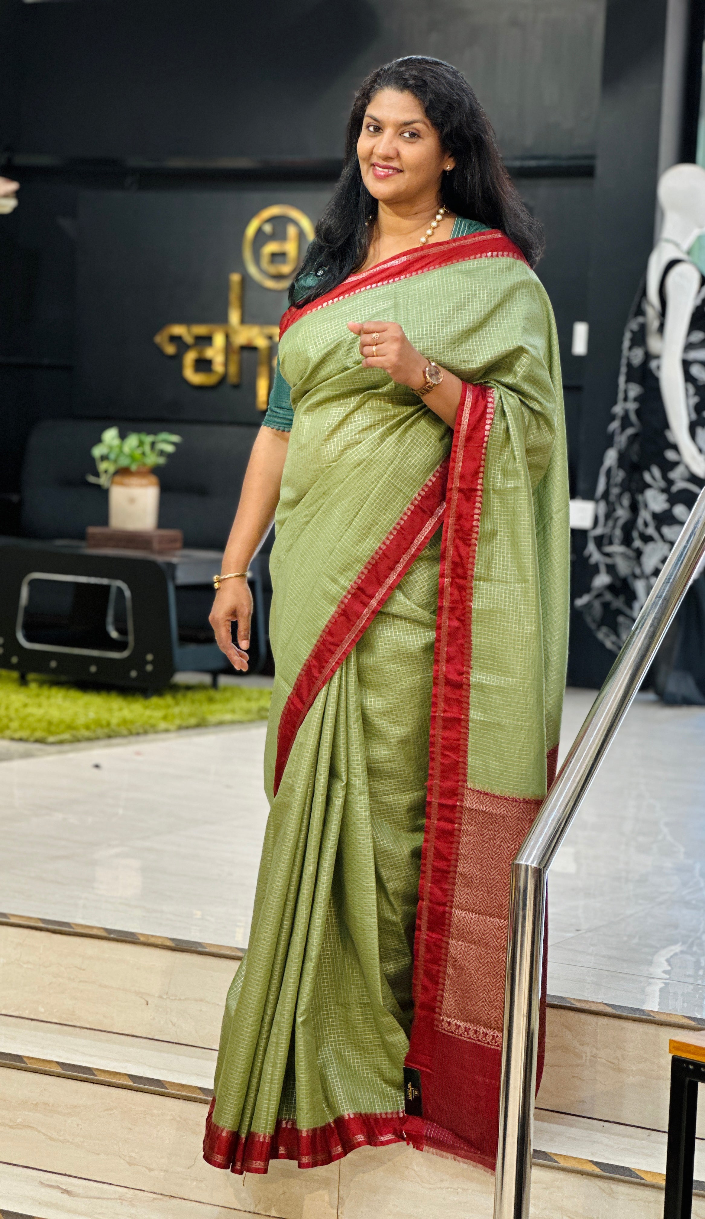 Check Pattern Semi Silk Saree | ZSS402