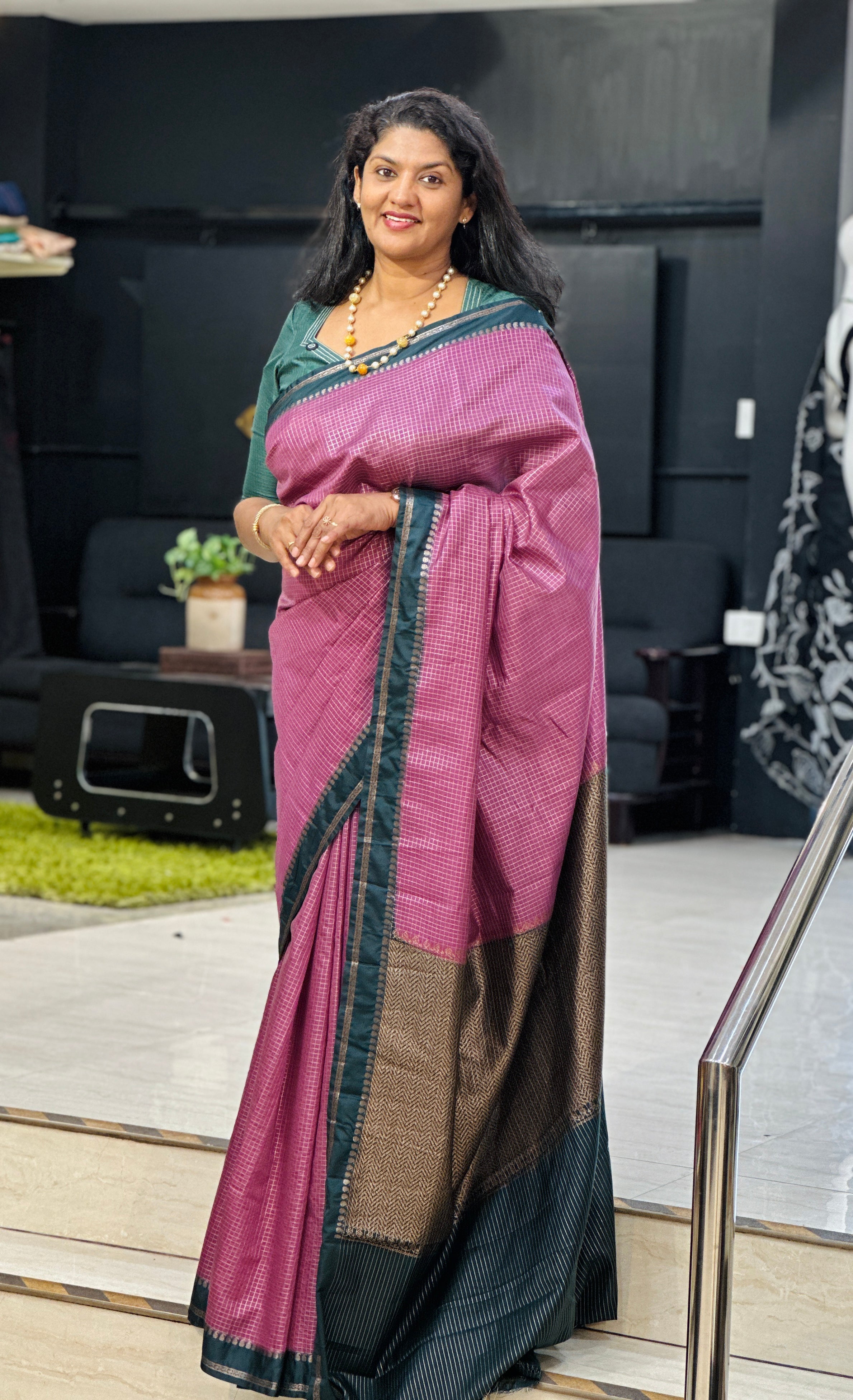 Check Pattern Semi Silk Saree | ZSS403