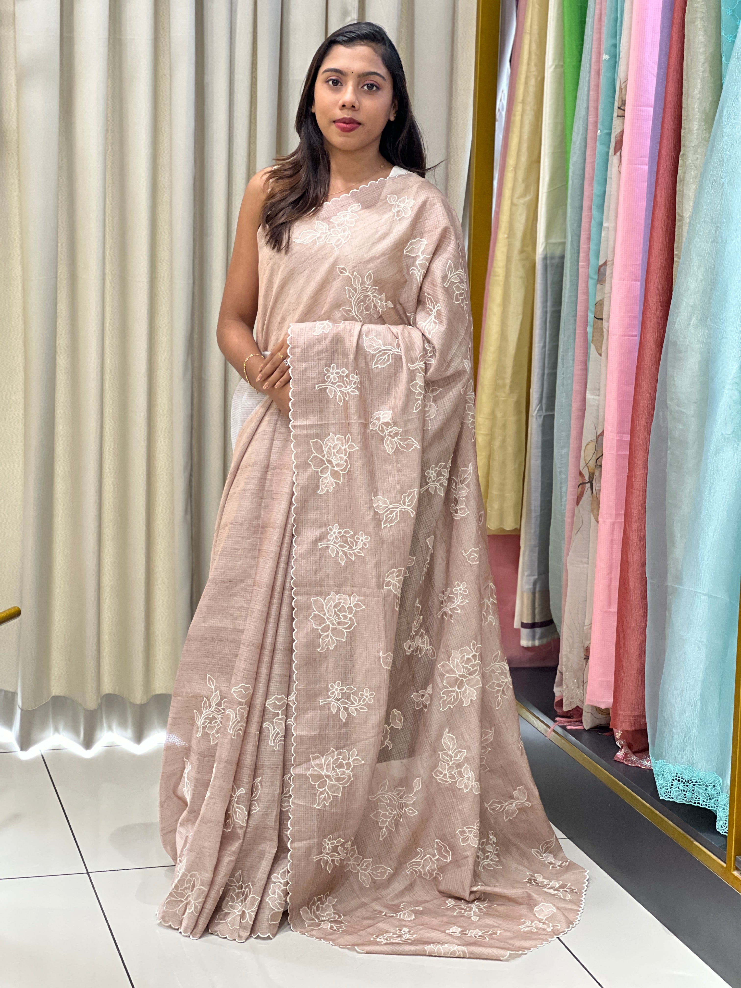 Floral Embroidery Detailed Kota Saree | BLD2063