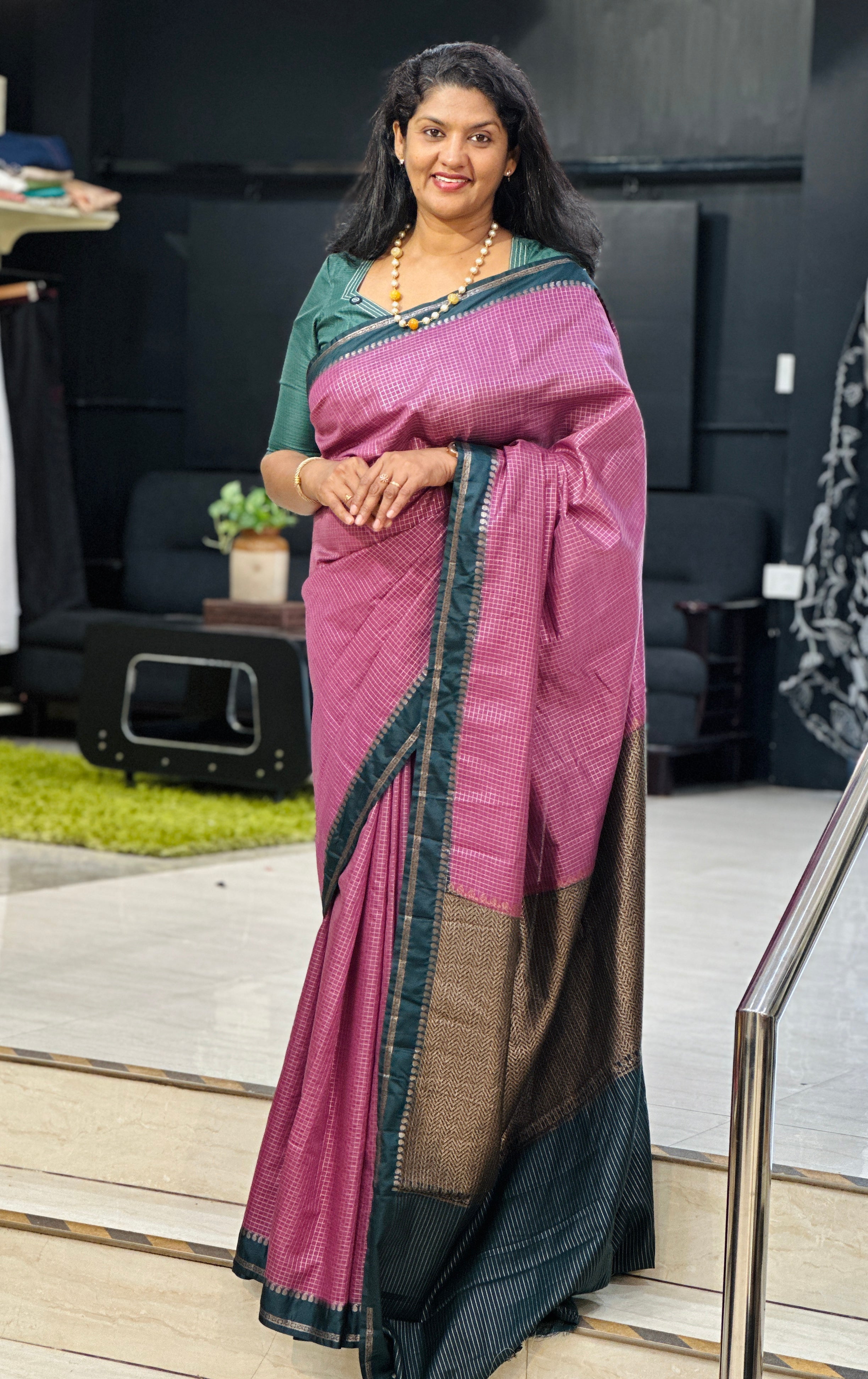 Check Pattern Semi Silk Saree | ZSS403