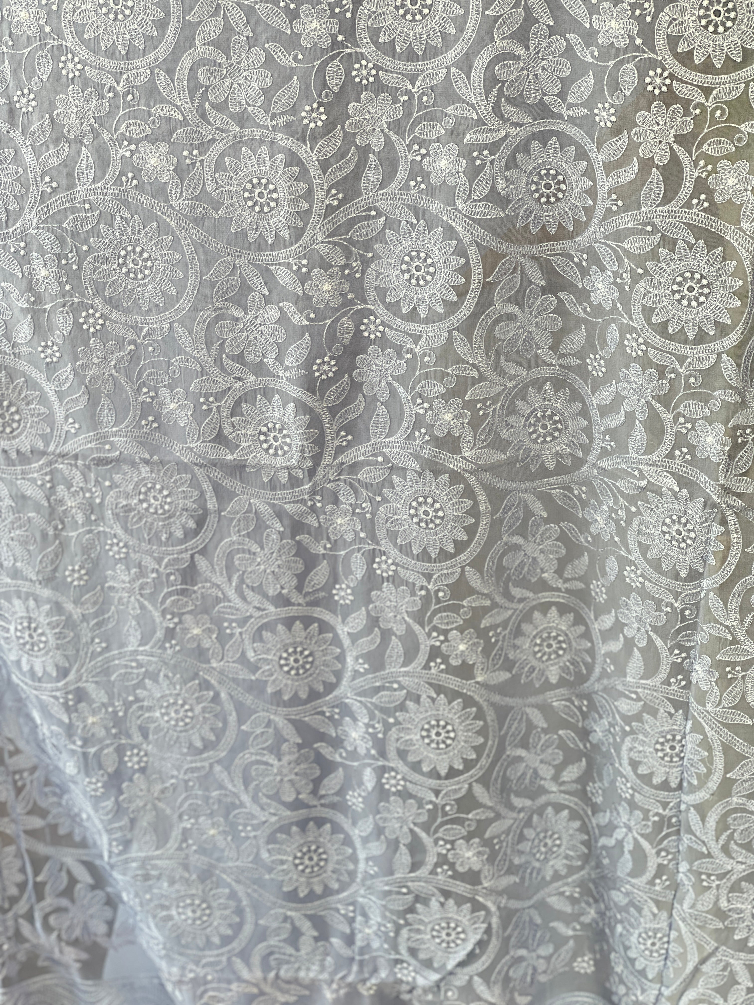 Chikankari Work Detailed Pure Viscose Organza Saree | MM408