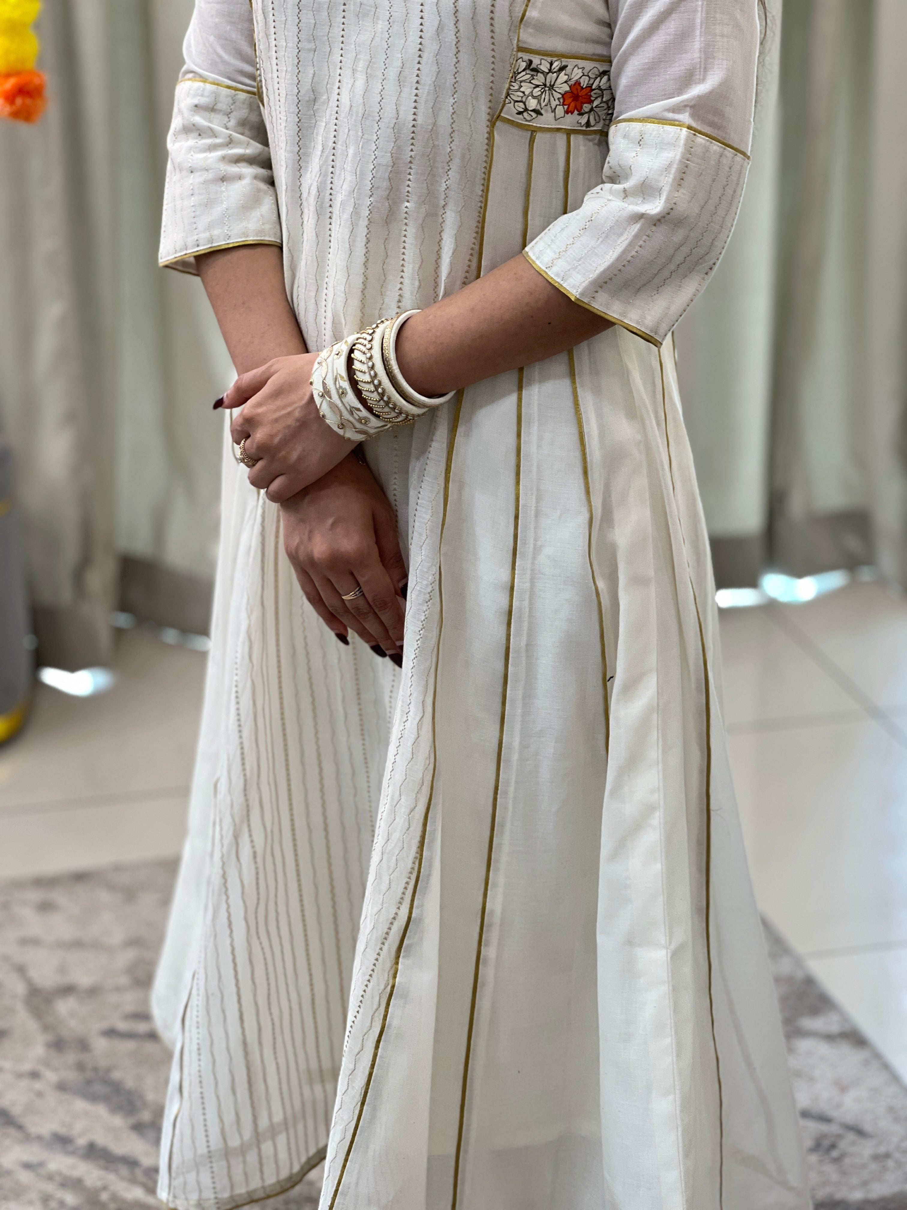 Kanakamulla Editz :-Floral Embroidered Anarkali Set (Un Stitched ) | OKM106