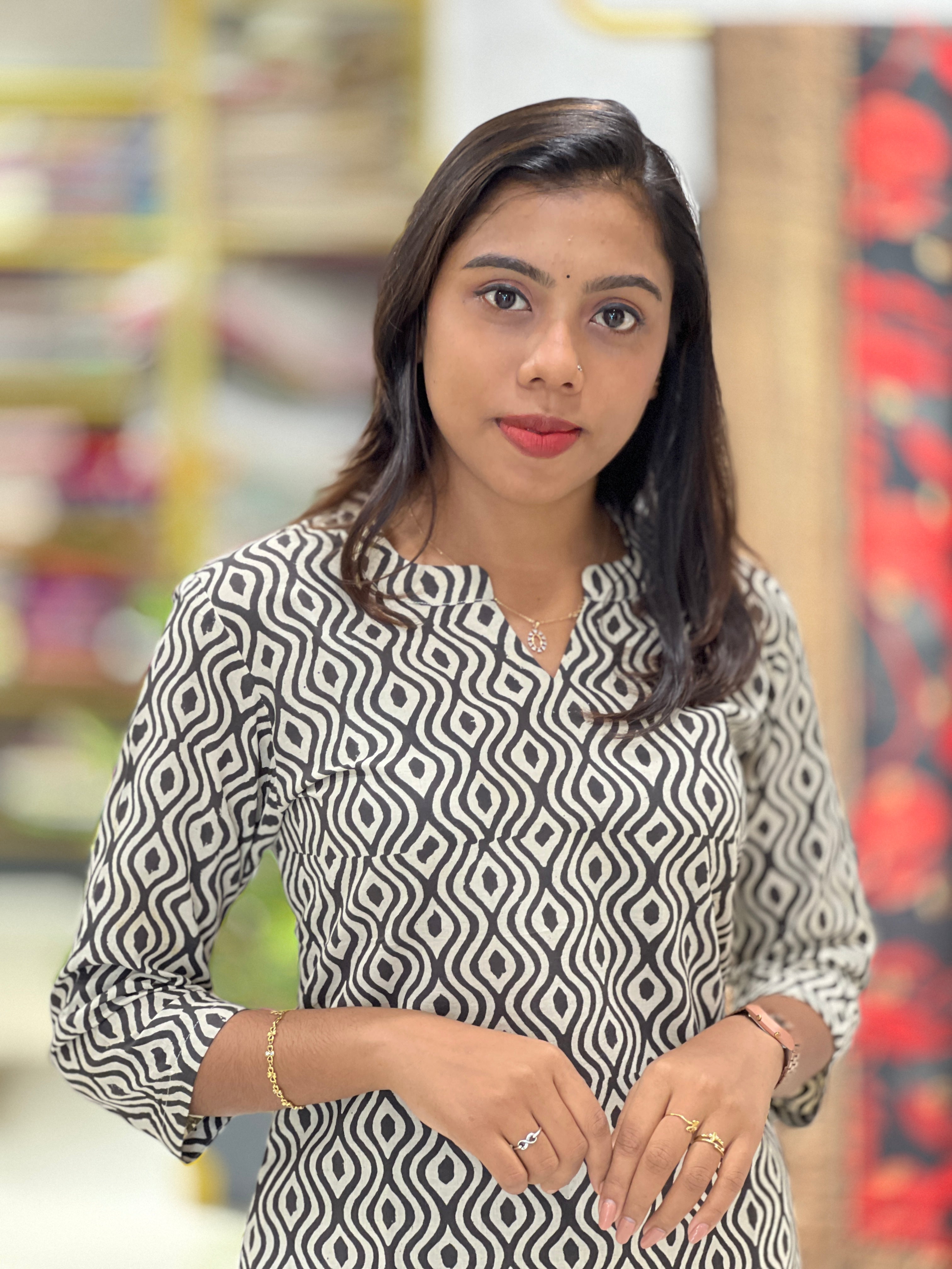 Weavy Printe Cotton Kurta | DNT841