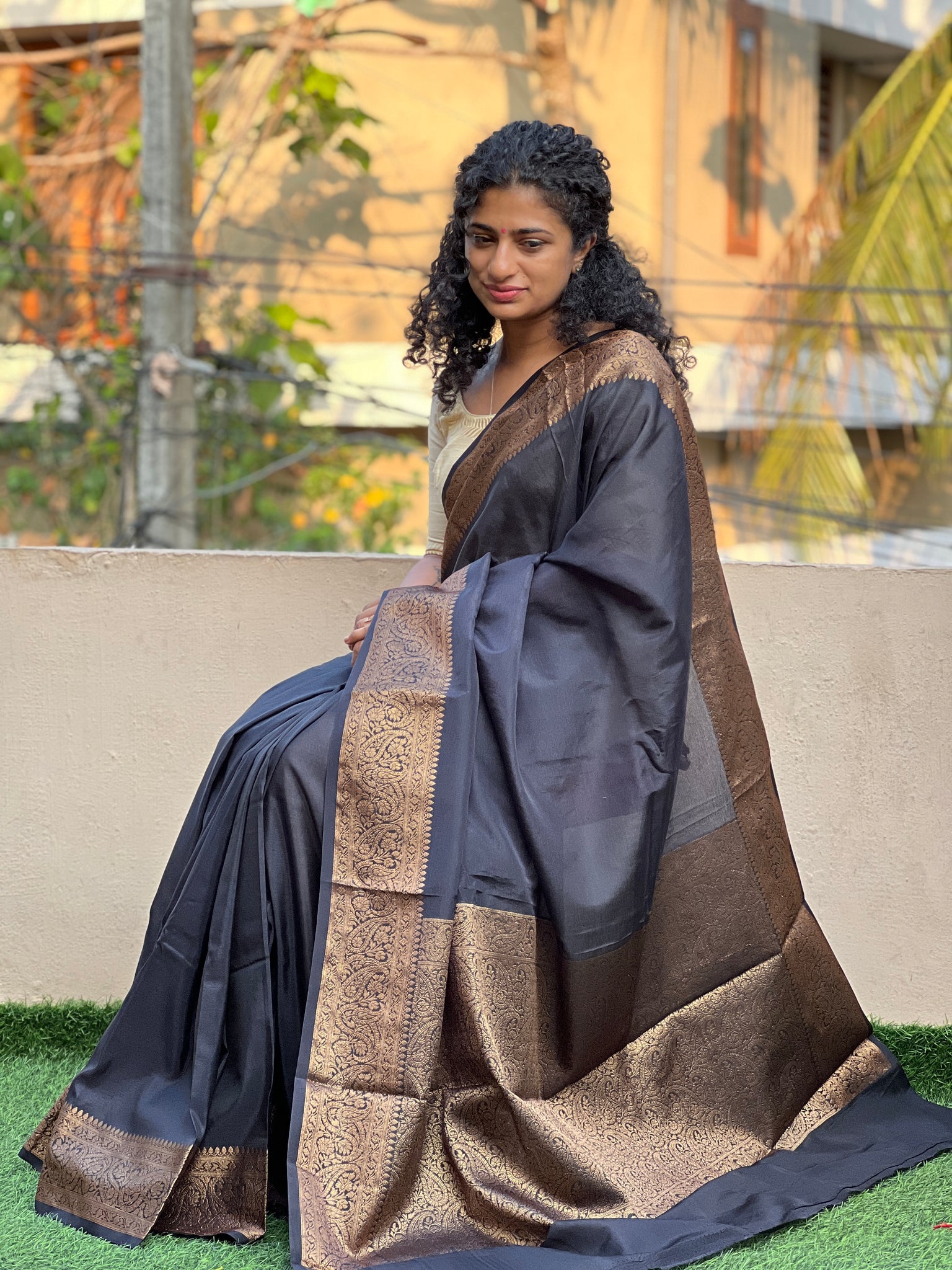 Buy Siril Lycra Blend Black Color Art Silk Saree with Blouse piece | sarees  for Women| saree | sarees Online at Best Prices in India - JioMart.