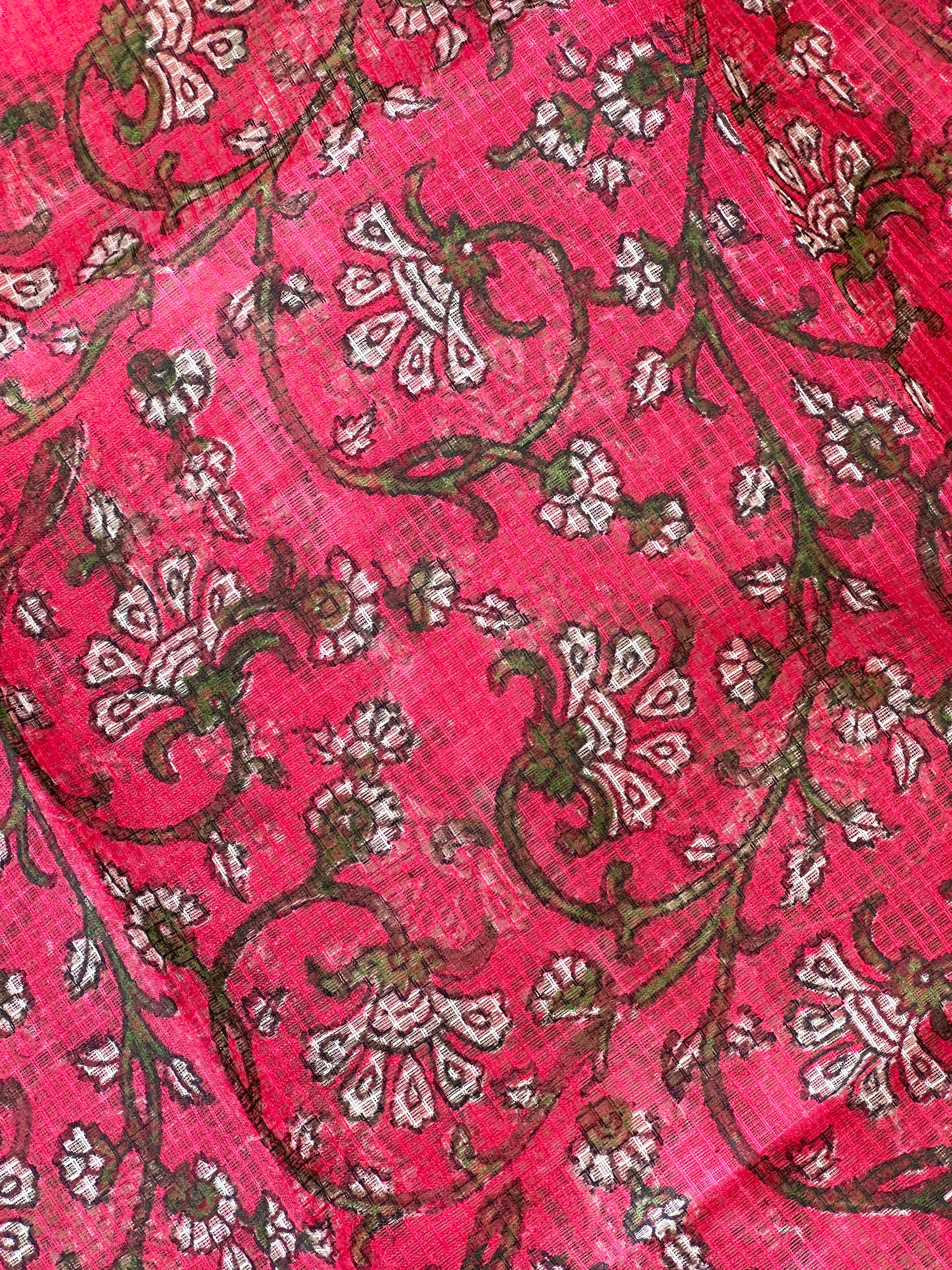 Block Printed Muga Check Kota Saree | JSC620