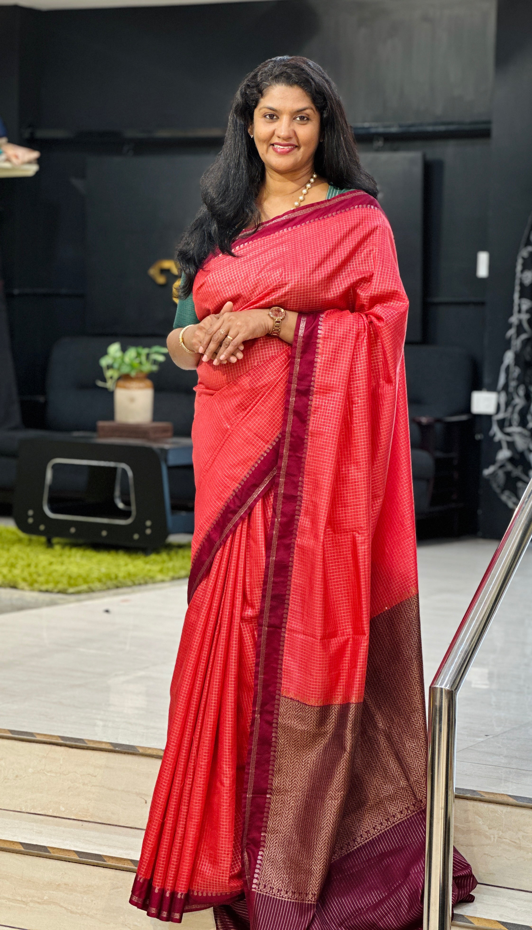 Check Pattern Semi Silk Saree | ZSS395