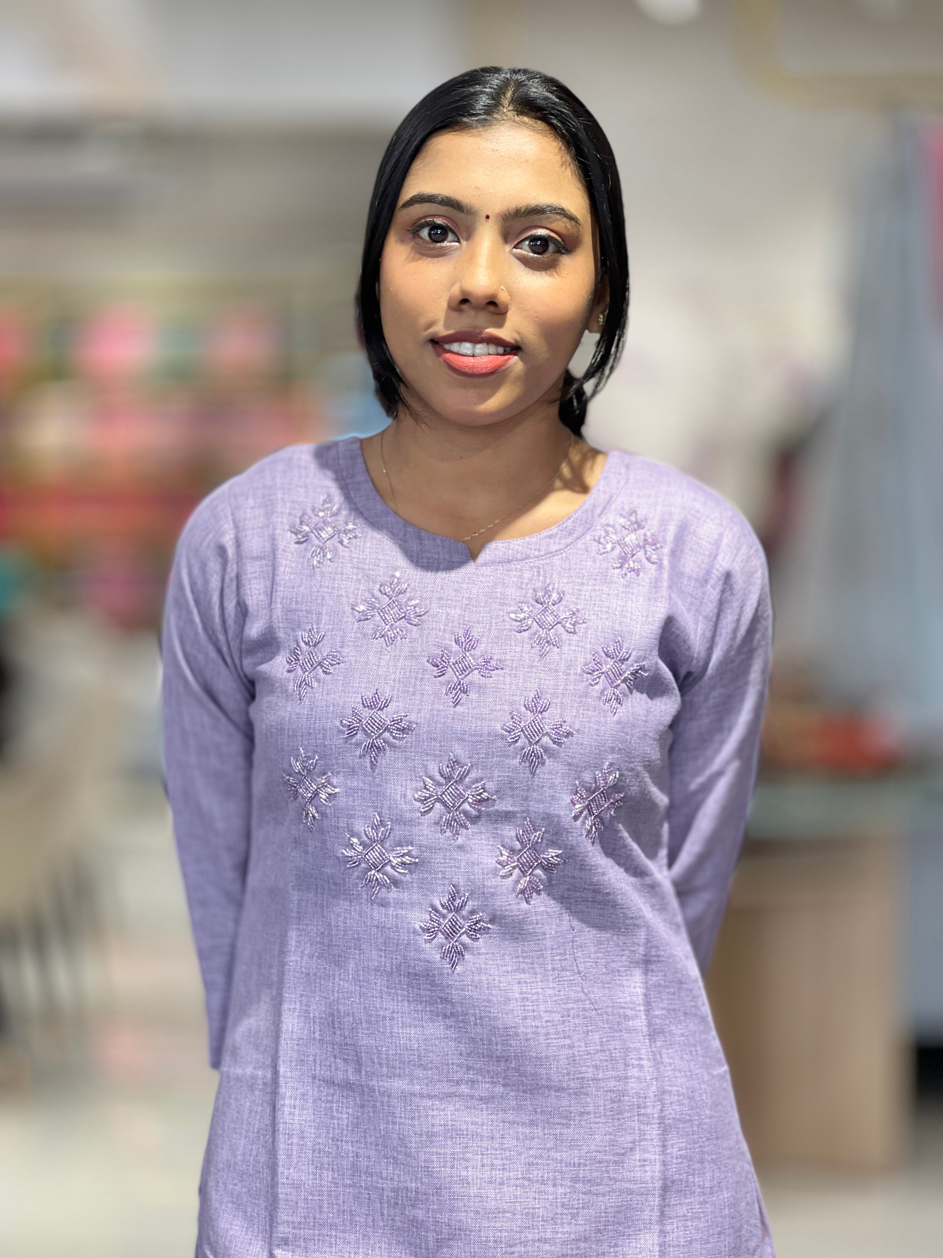 Cut Beads Embroidery Detailed Cotton Blend Kurta | YAS121