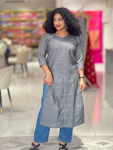 Self Weaving Patterned Cotton Kurta | AJT132