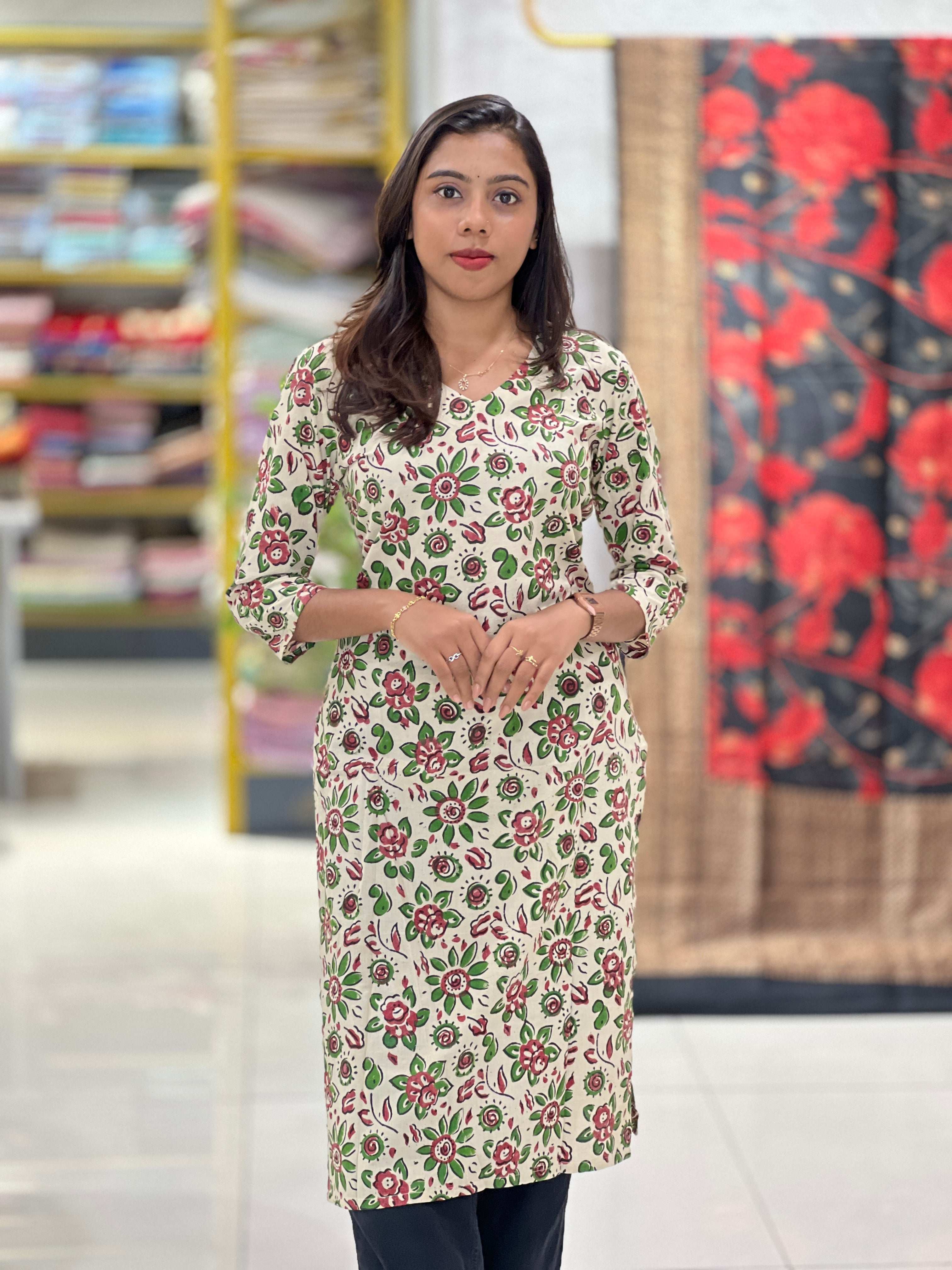 Floral Printed Cotton Kurta  | DNT818