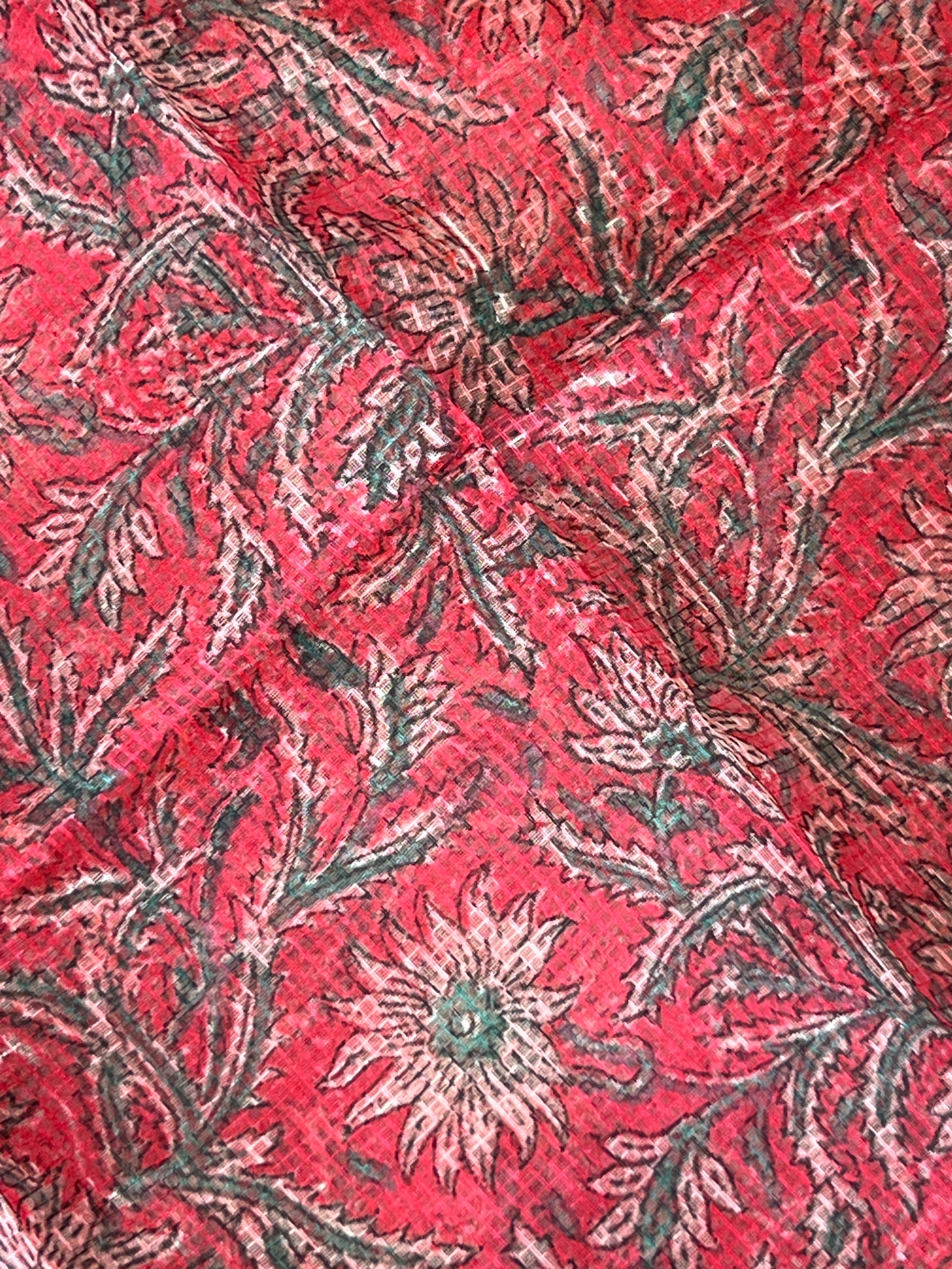 Block Printed Muga Check Kota Saree | JSC617