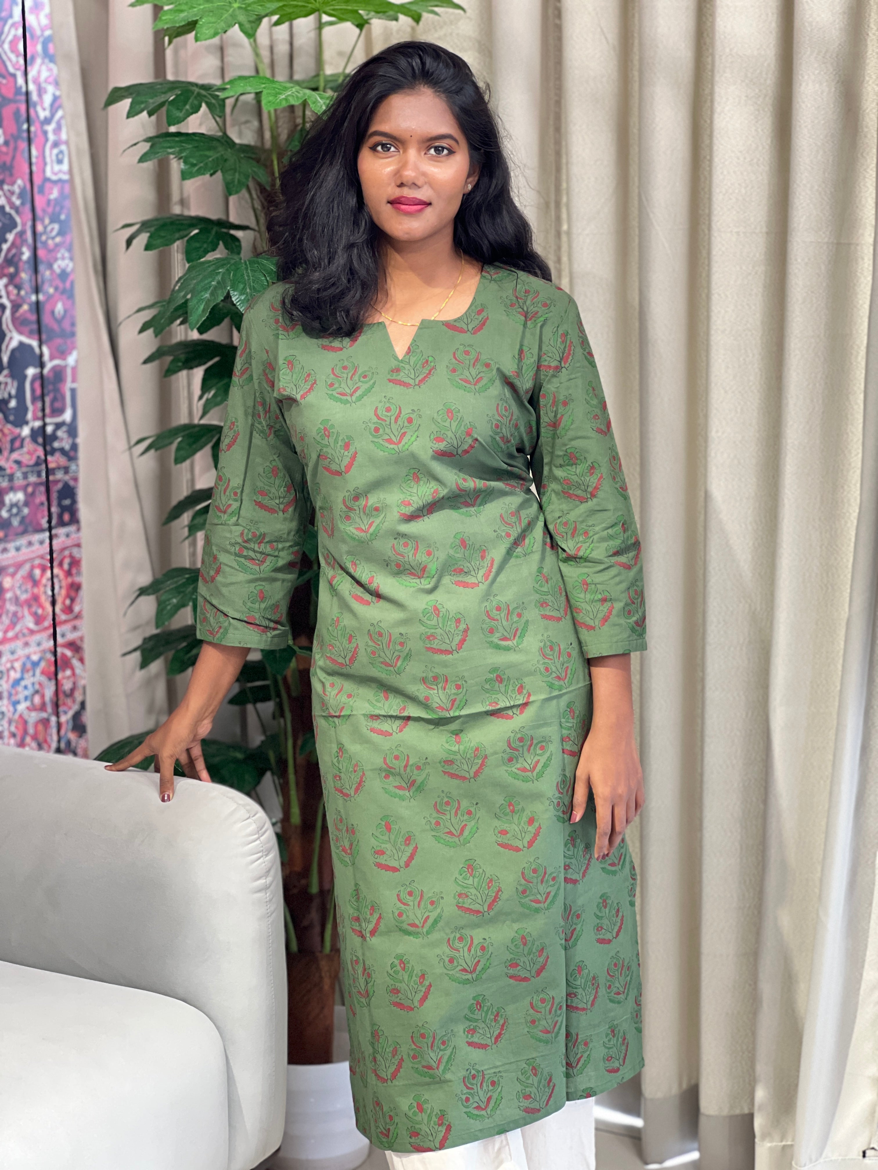 Print Detailed Cotton Kurta | DNT836