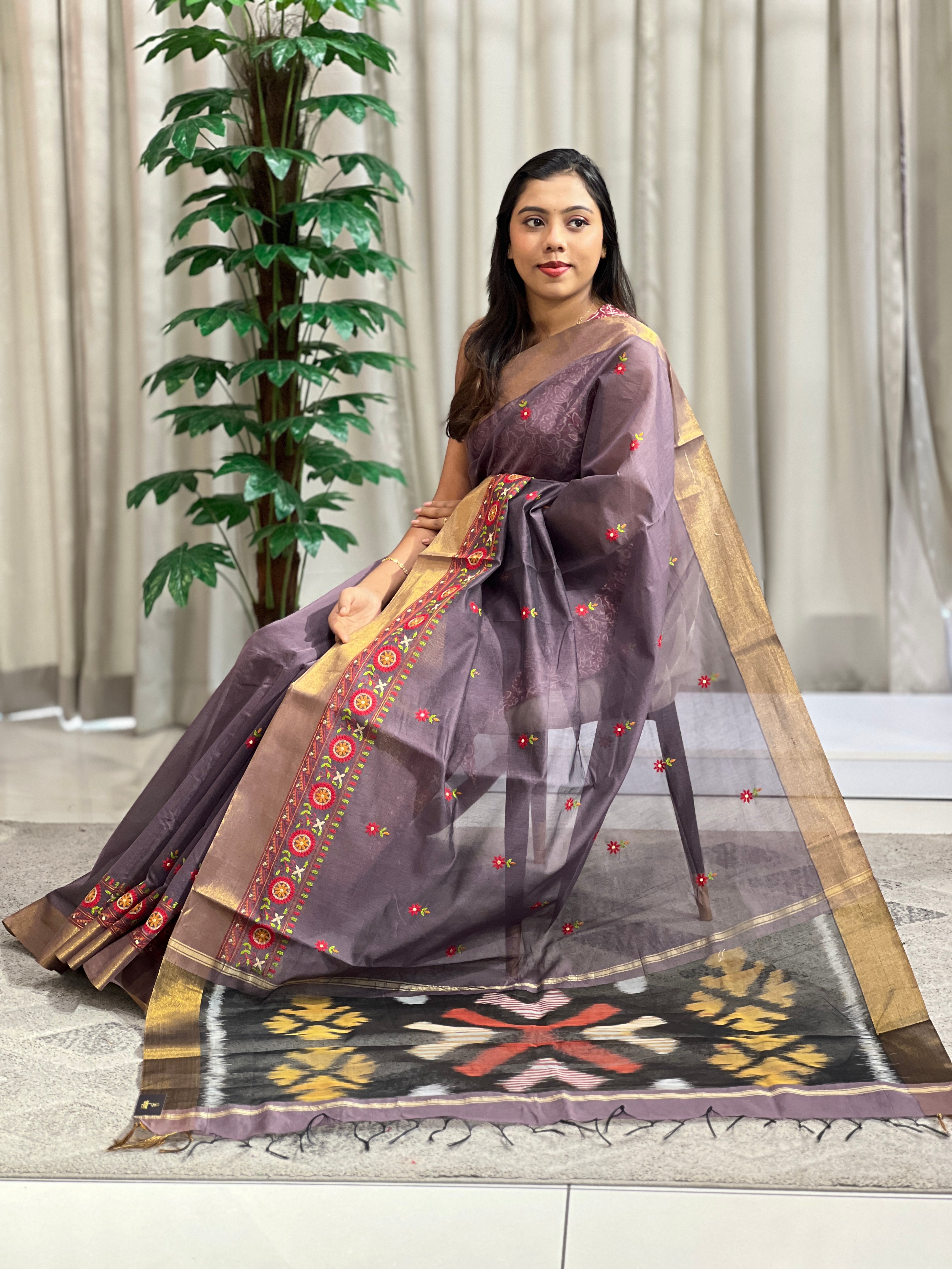 Embroidered Cotton Silk Saree | RVS144