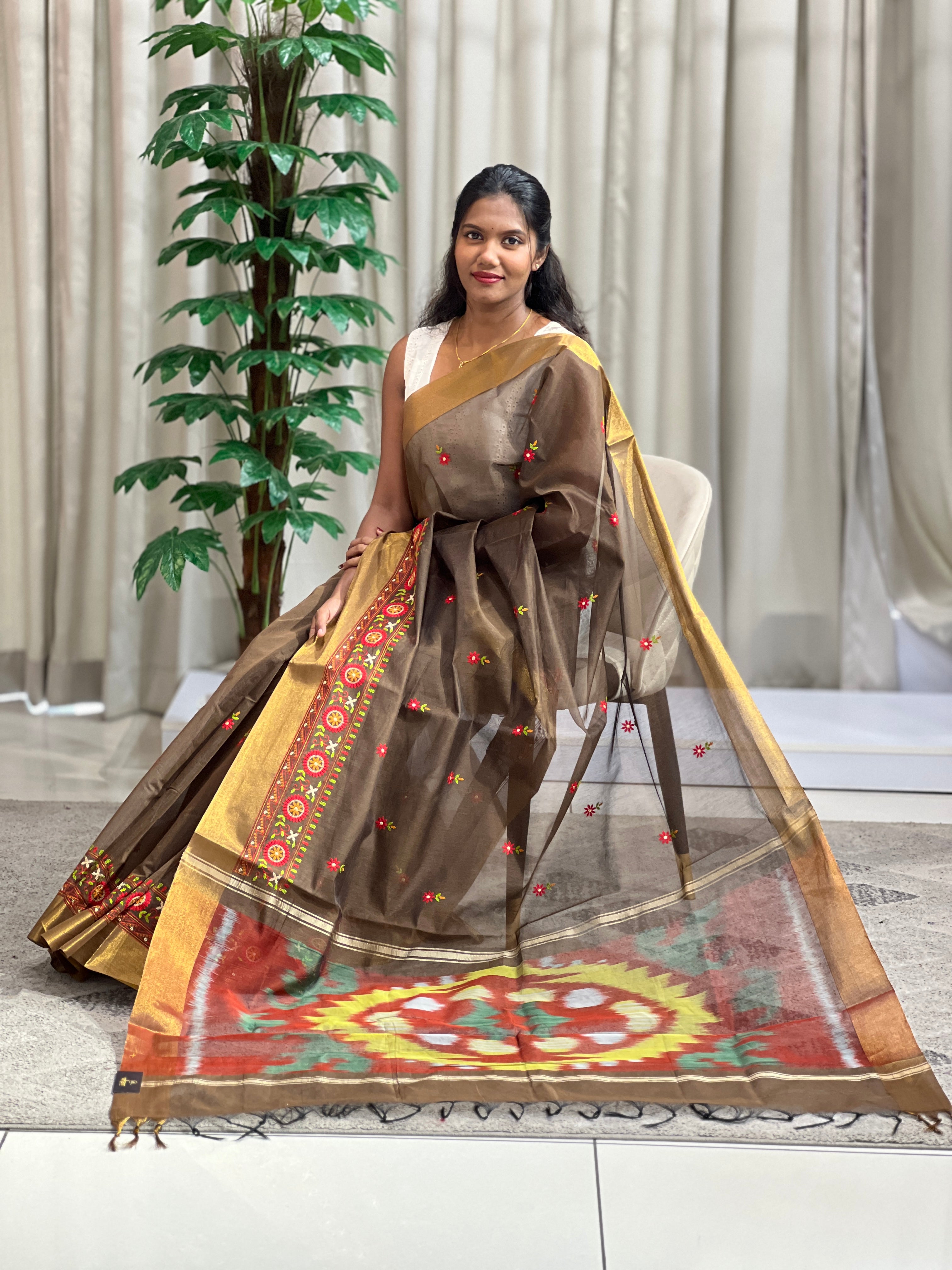 Embroidered Cotton Silk Saree | RVS143