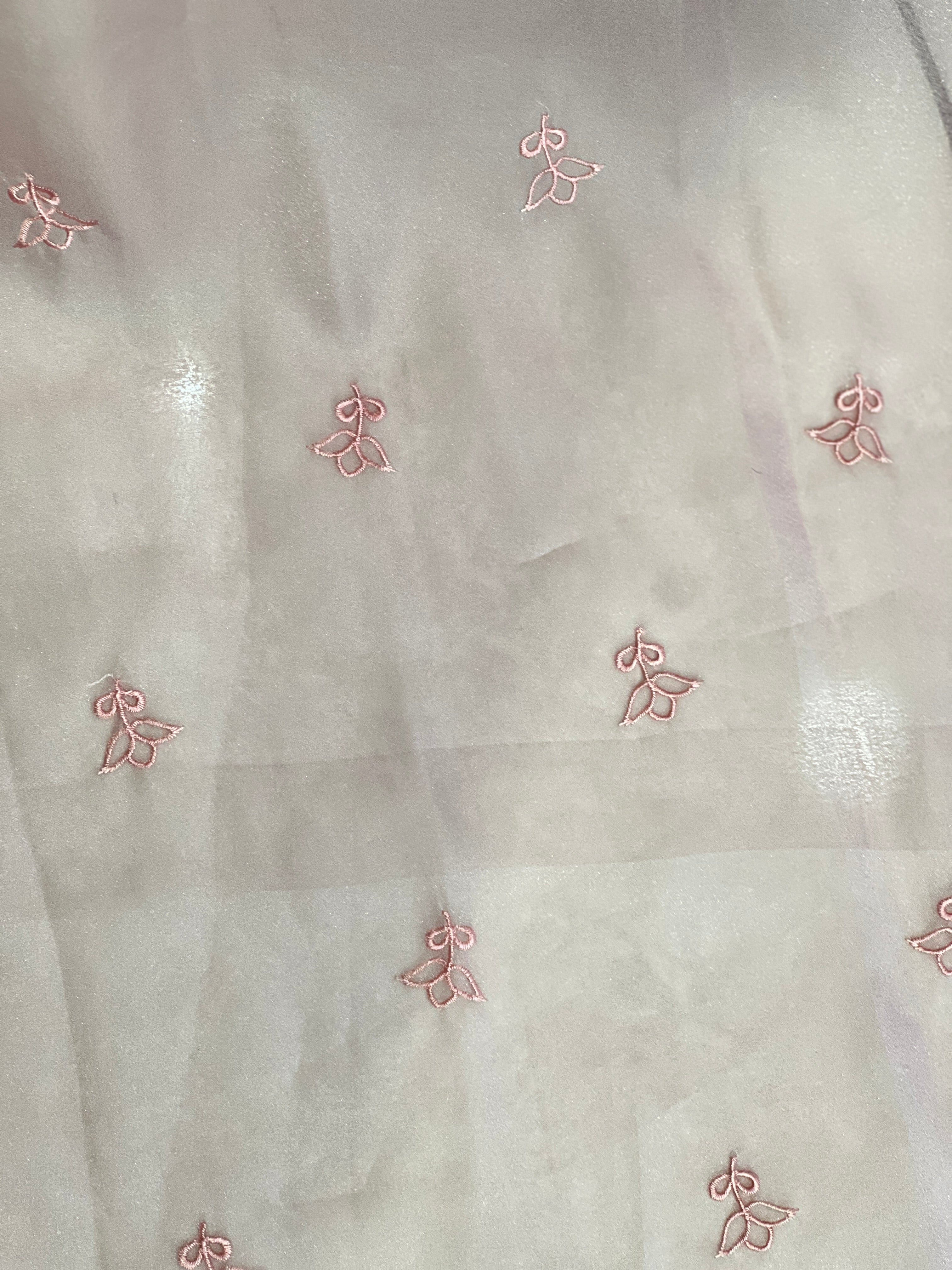 Floral Machine Embroidery Shimmer Organza Saree | BLD2067