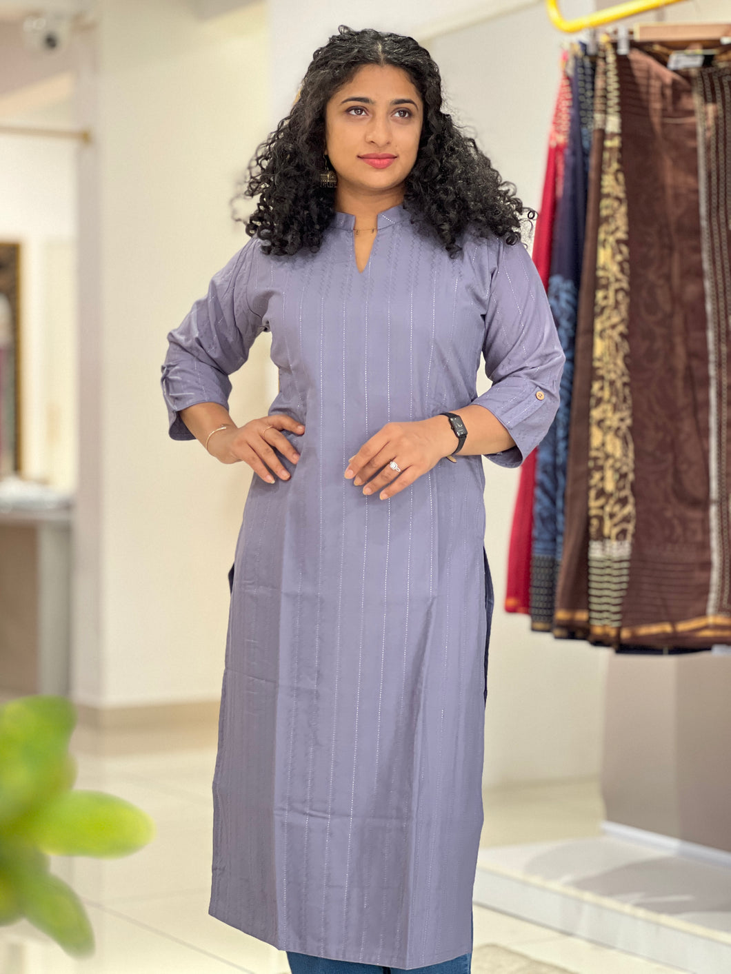 Jacquard Weaved Rayon Cotton Blend Kurta | AJT131