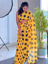 Polka Dot Patterned Georgette Saree | HT203