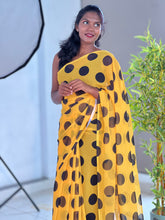 Polka Dot Patterned Georgette Saree | HT203