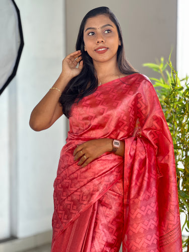 Thread Weaving Zig Zag Patterned Tussar Saree | PNS223