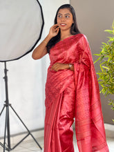 Thread Weaving Zig Zag Patterned Tussar Saree | PNS223