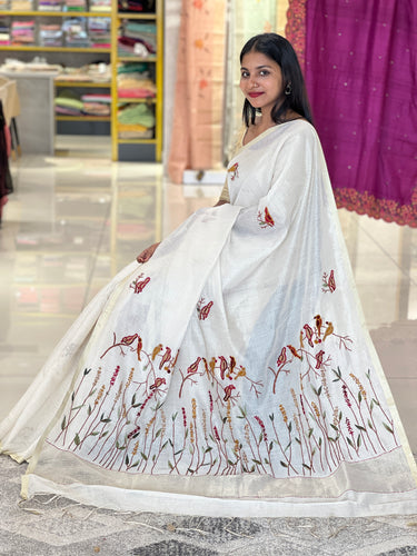 Hand Embroidered Chanderi Saree |SHC115