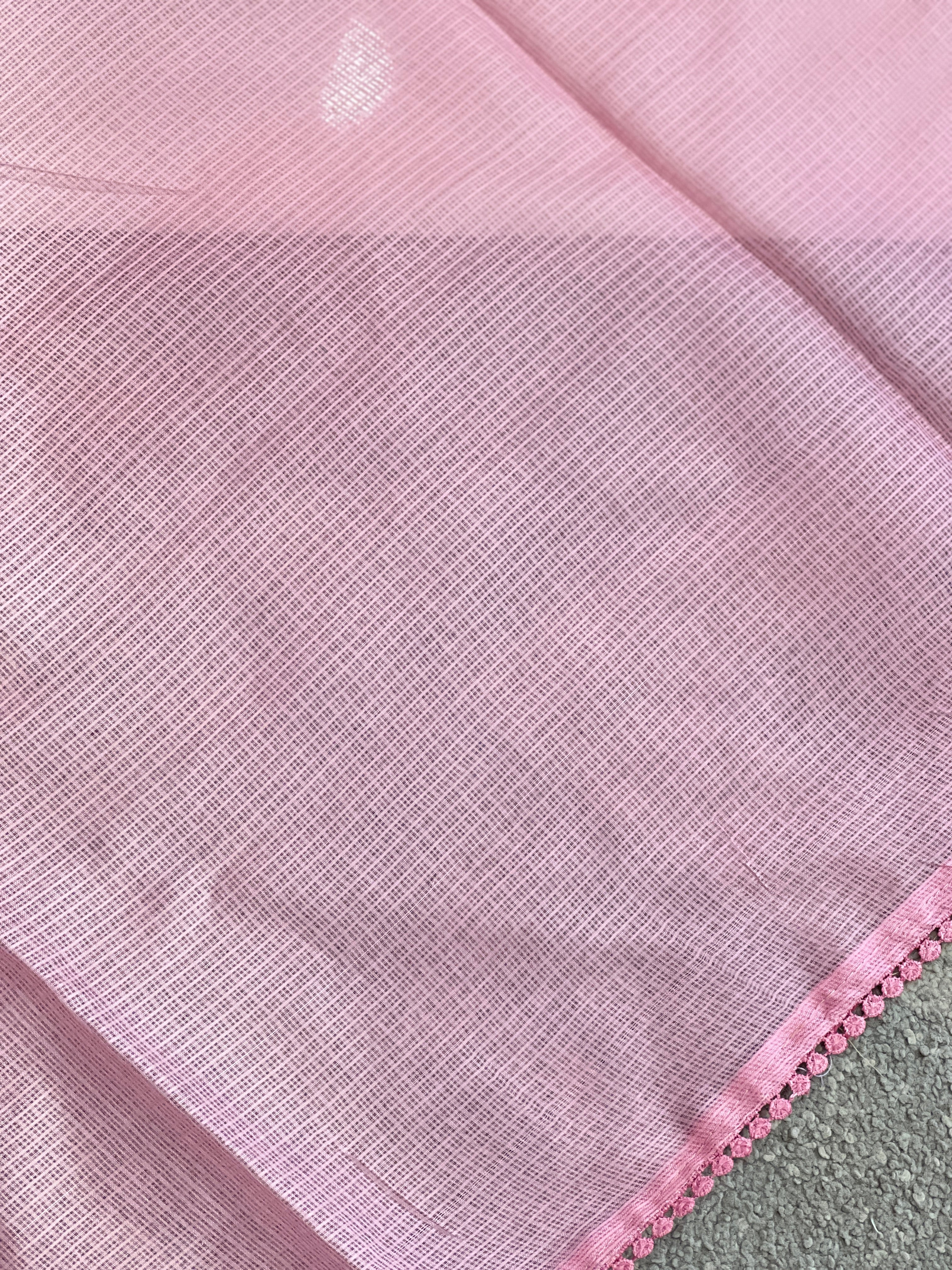 Floral Cross Stitch Embroidery Detailed Kota Saree | BLD2022