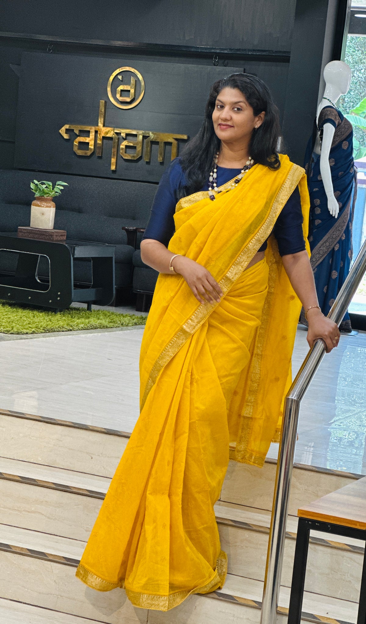 Lucknowi Embroidery Border Pattern Chanderi Saree |  MM670