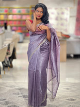 Sequence & Cut Beads Detailed Tissue Organza Saree | SBP806