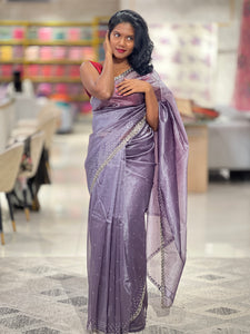 Sequence & Cut Beads Detailed Tissue Organza Saree | SBP806