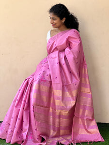 Pink Color Tussar Saree | MNH332