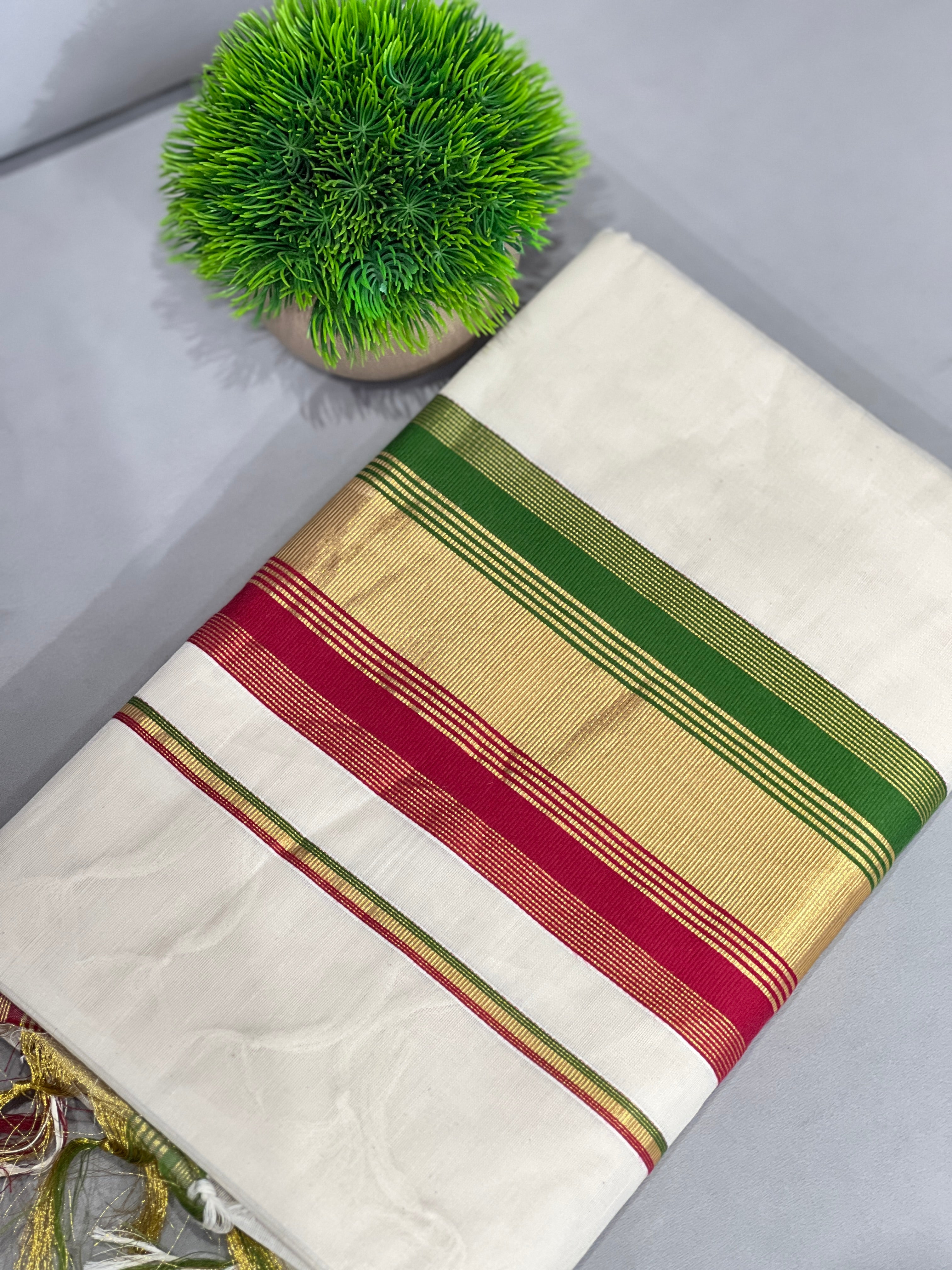 Kasavu With Kara Detailed Kerala Cotton Saree | SUT101