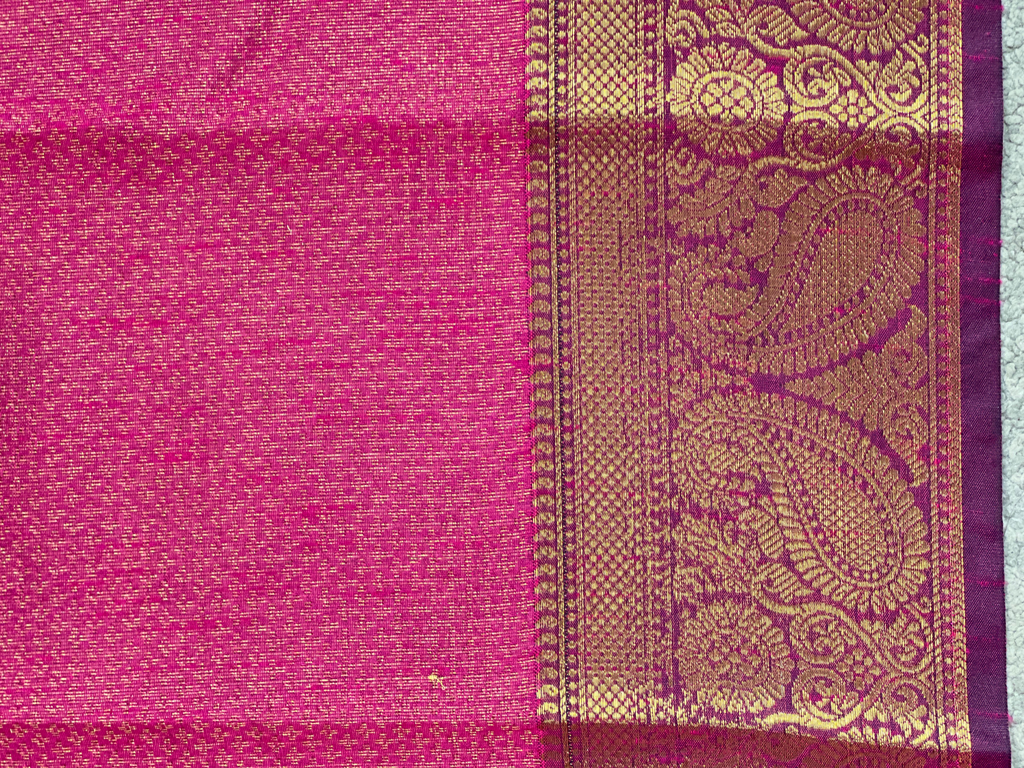 Traditional Three-Paisley Design Raw Silk Power Loom Saree | RVS163