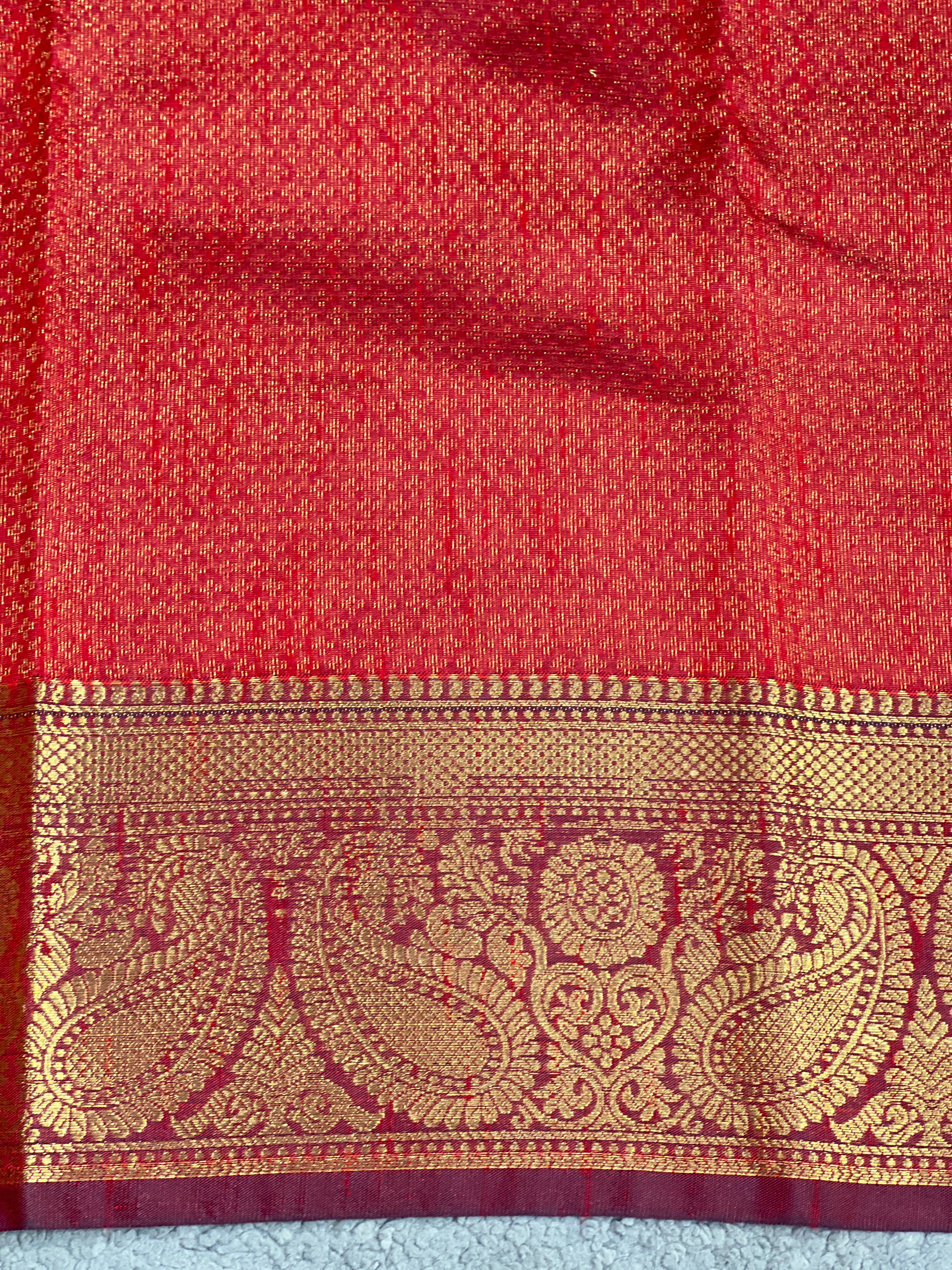 Traditional Three-Paisley Design Raw Silk Power Loom Saree | RVS164