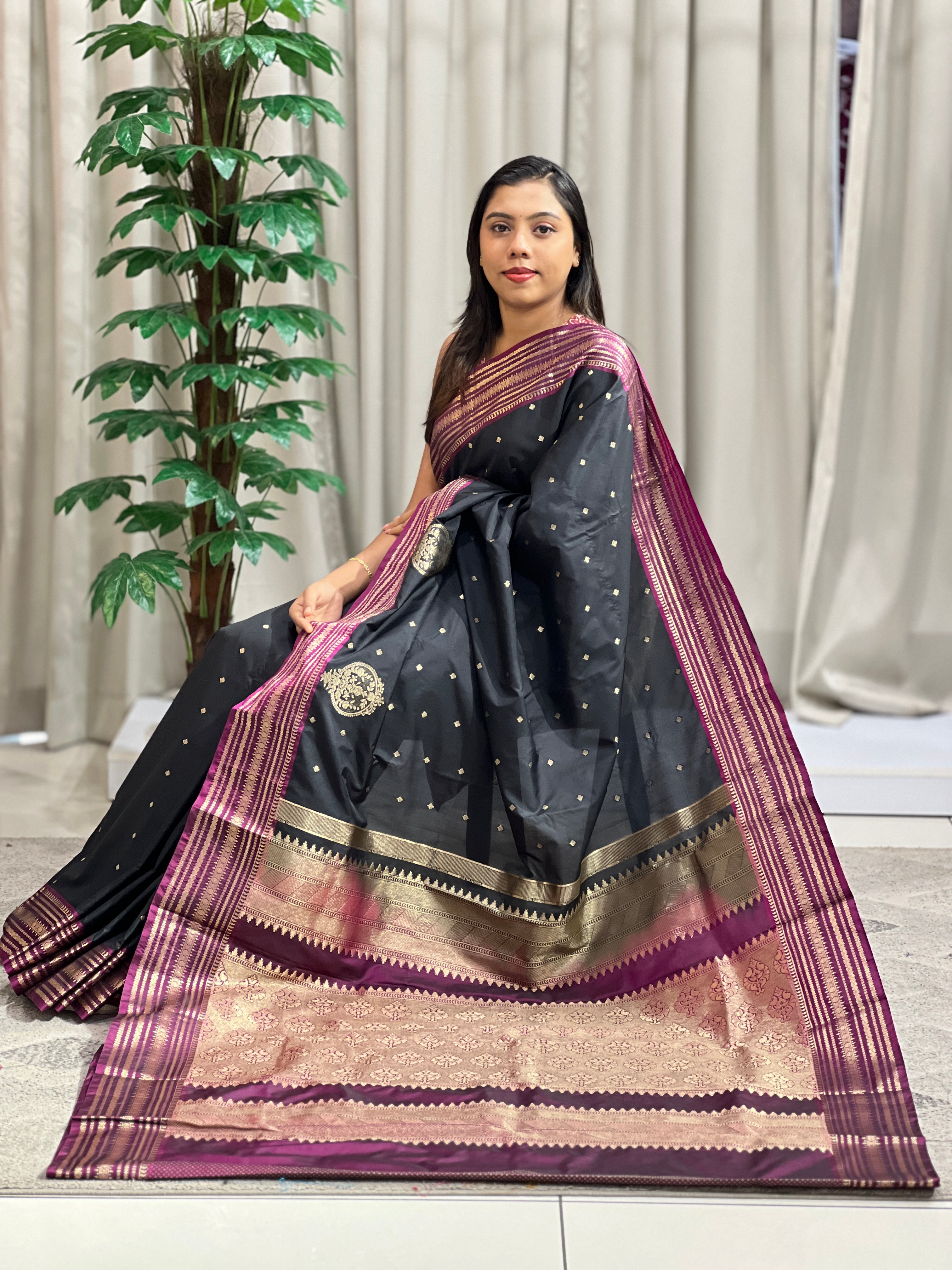 Traditional Zari Buta Woven Power Loom Soft Silk Saree | RVS186