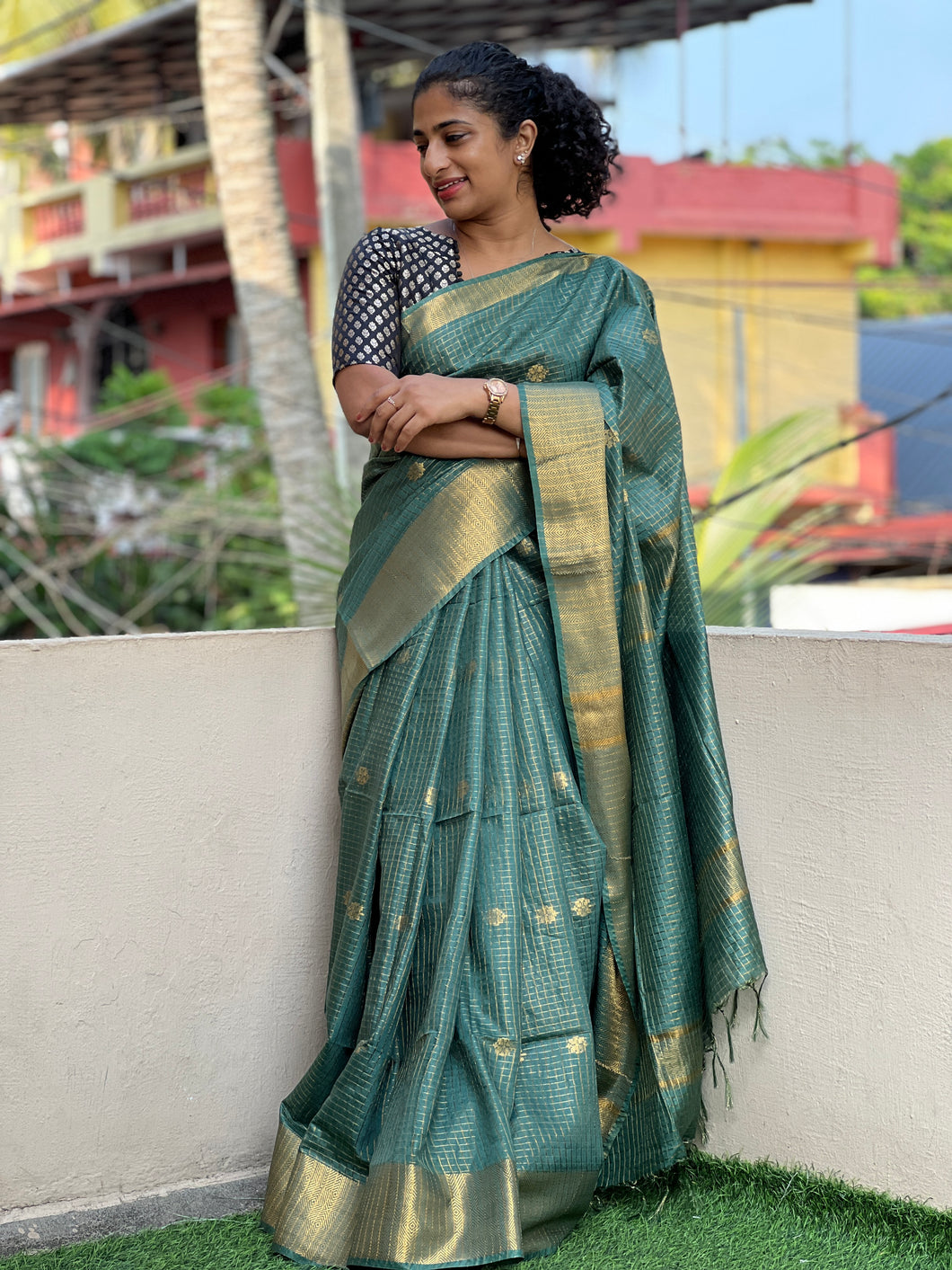 Zari Weaved Bhagalpuri Linen Saree | SK299