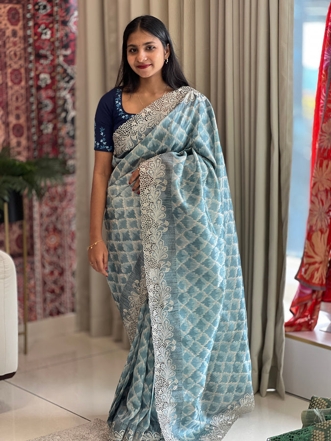 Digital Printed Semi Tussur Saree | BLD210