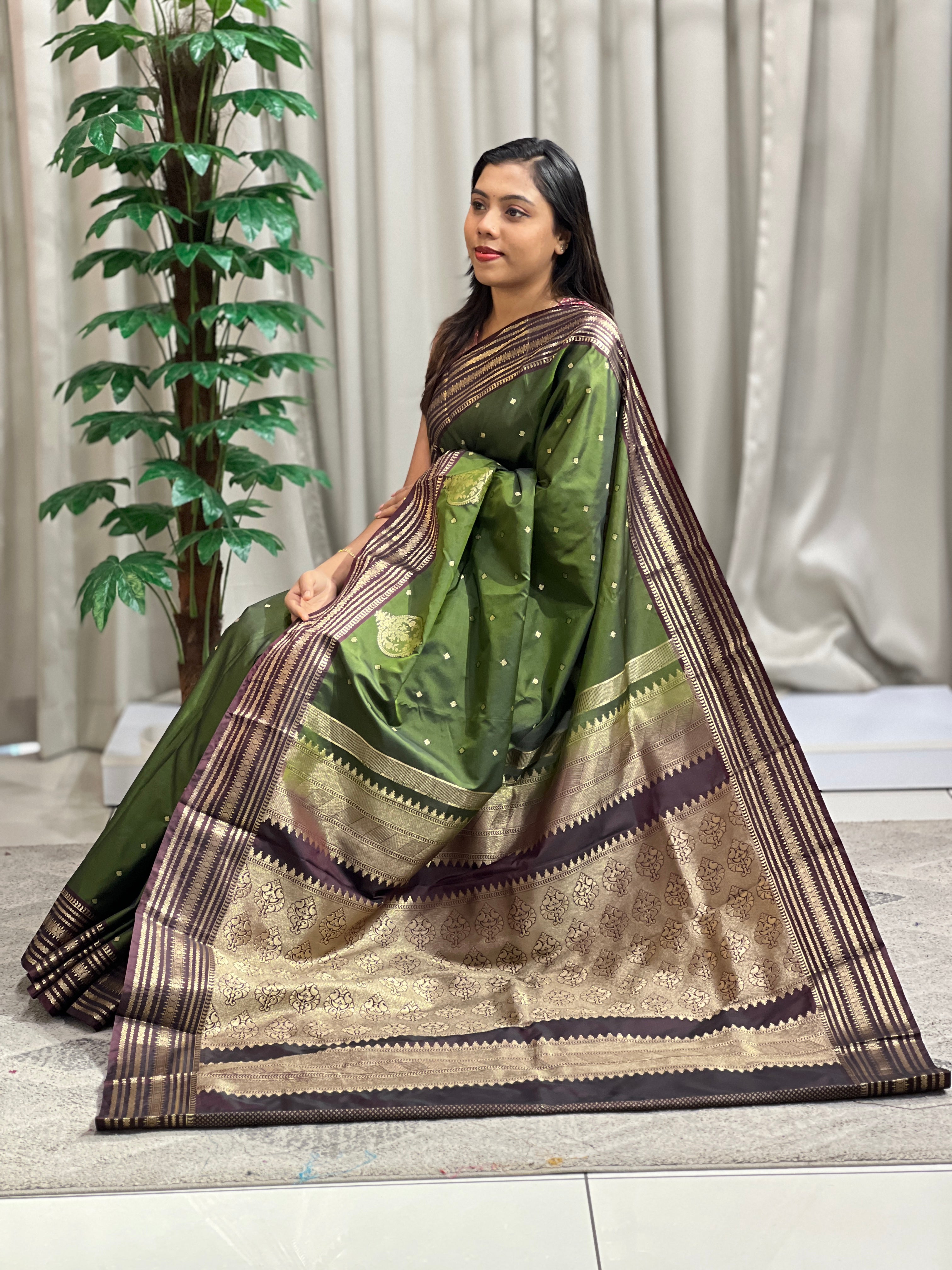 Traditional Zari Buta Woven Power Loom Soft Silk Saree | RVS185