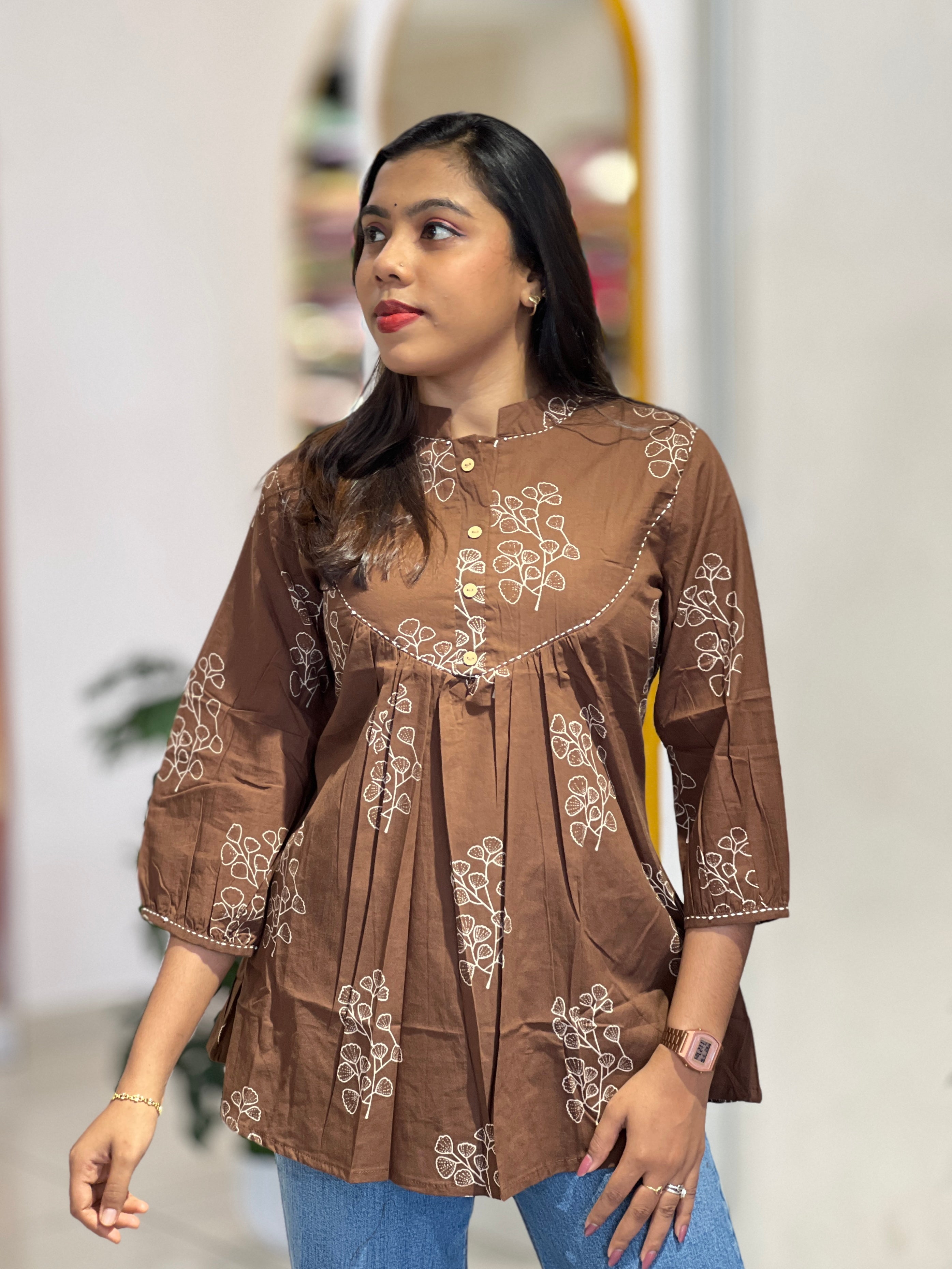 Printed Cotton Short Kurta | NCF345