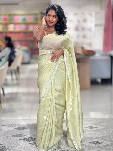 Beads & Sequence Detailed Crushed Shimmer Organza Saree | SBP789