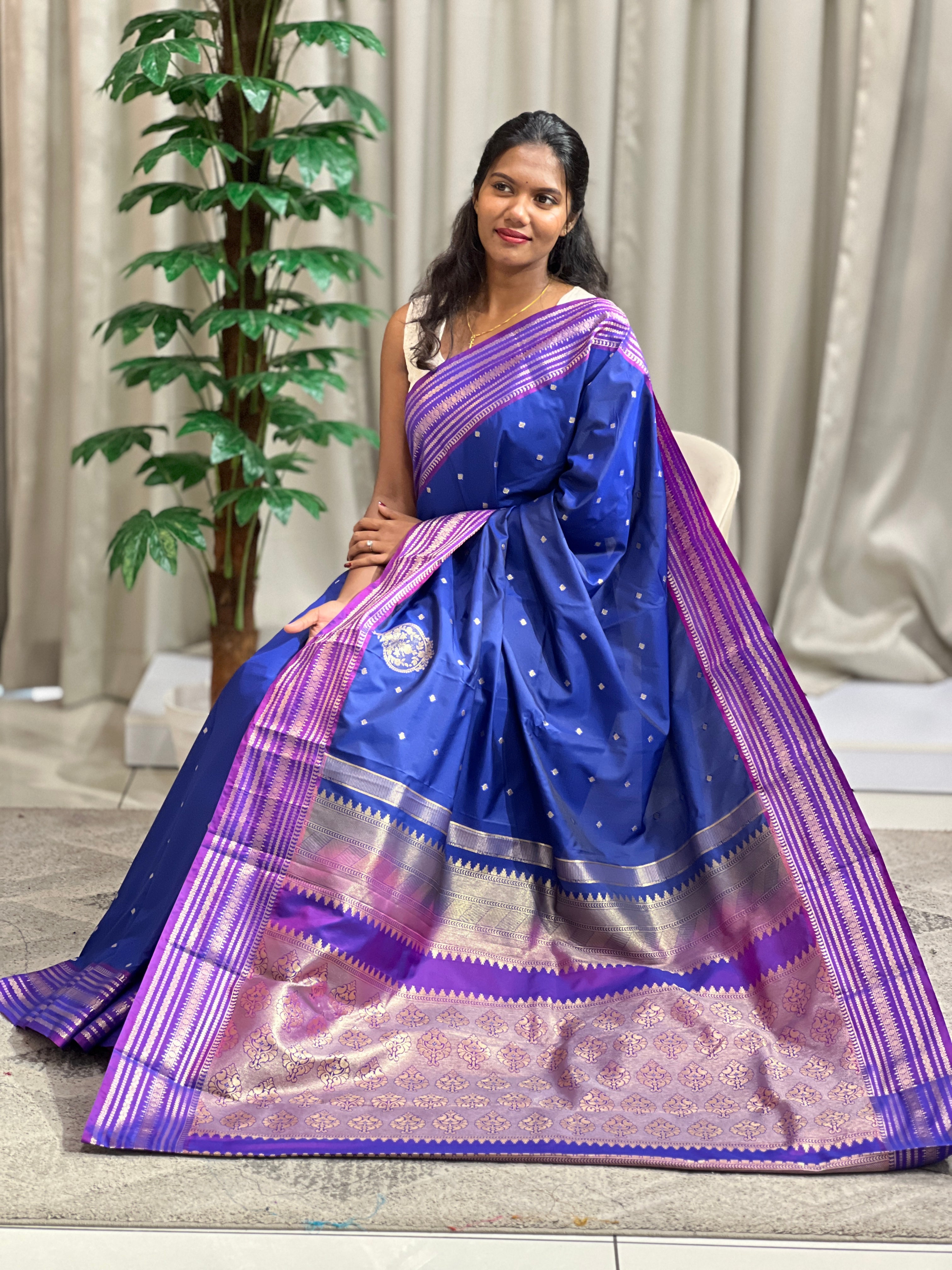 Traditional Zari Buta Woven Power Loom Soft Silk Saree | RVS183