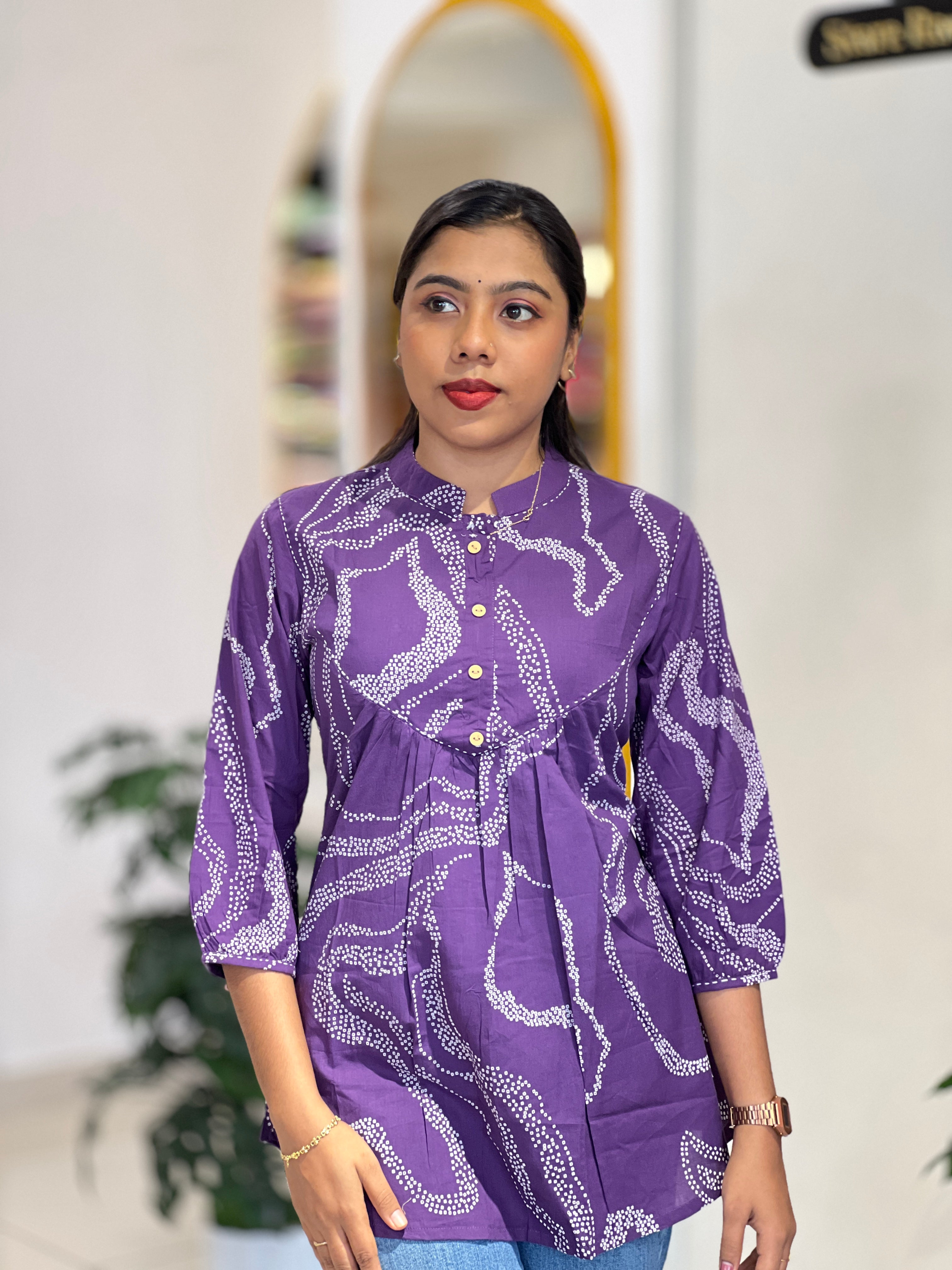 Printed Pattern Cotton Short Kurta | NCF331