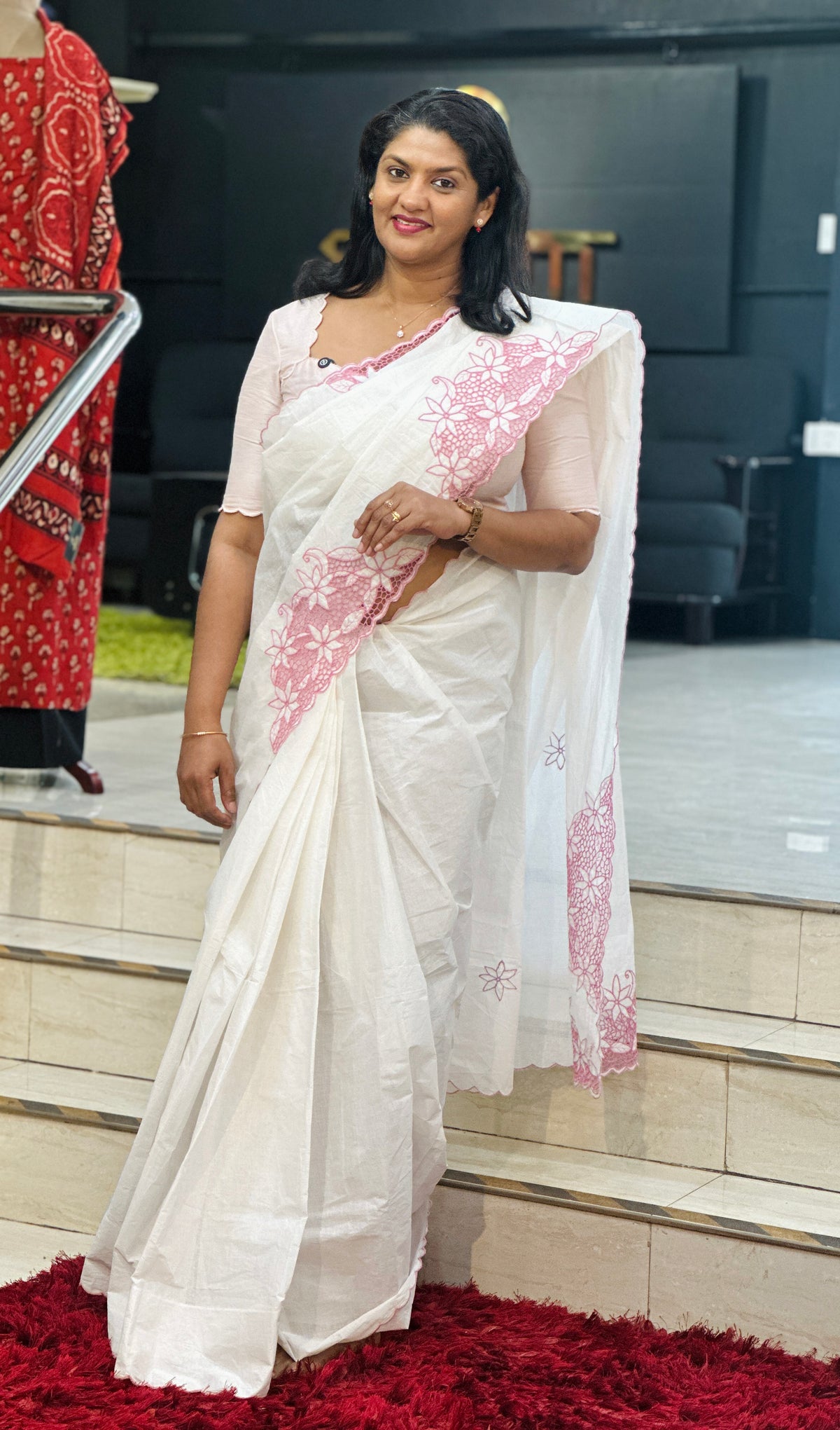 Floral Twine Cut Work Organdy Saree | TC518