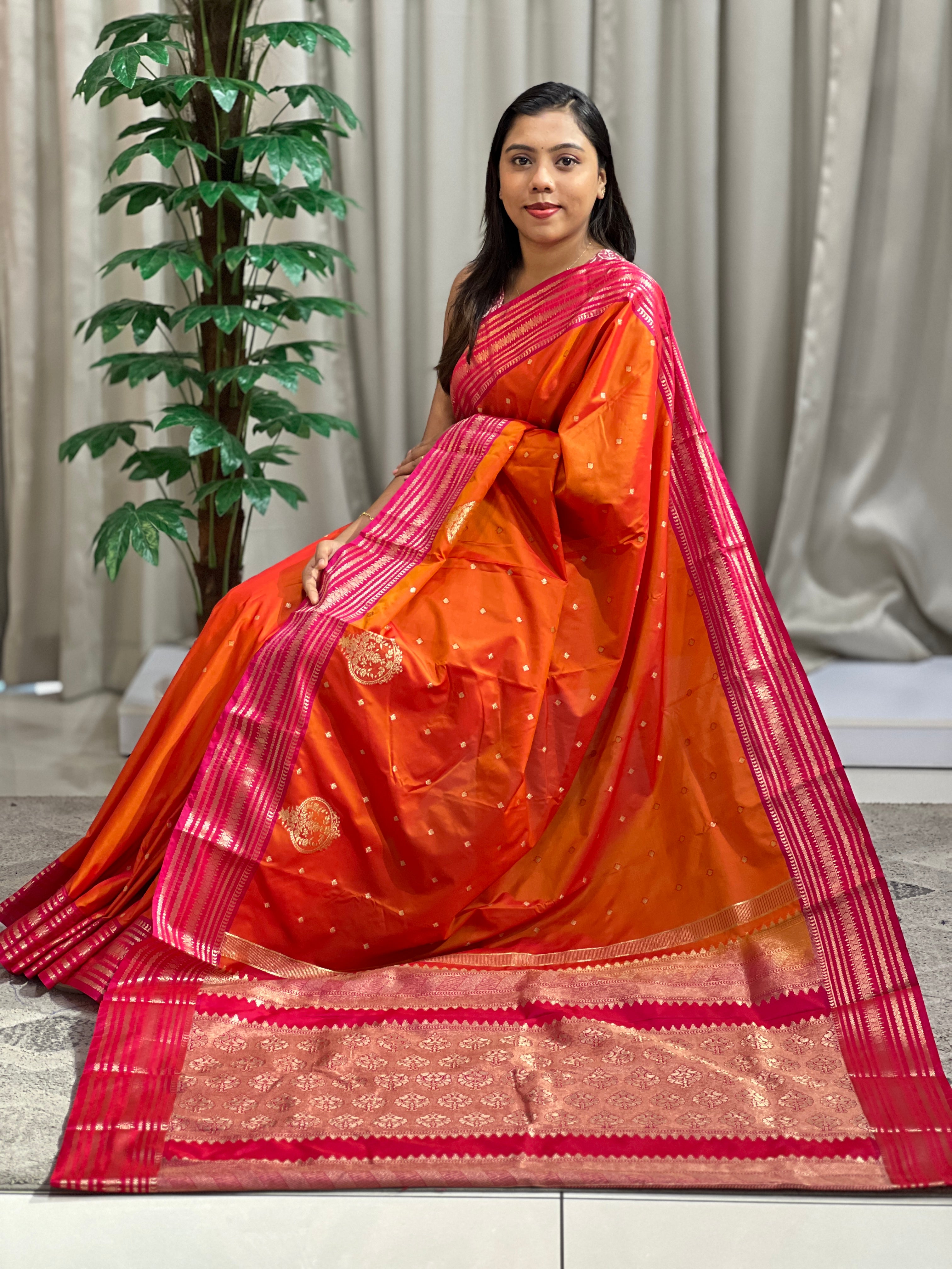 Traditional Zari Buta Woven Power Loom Soft Silk Saree | RVS184