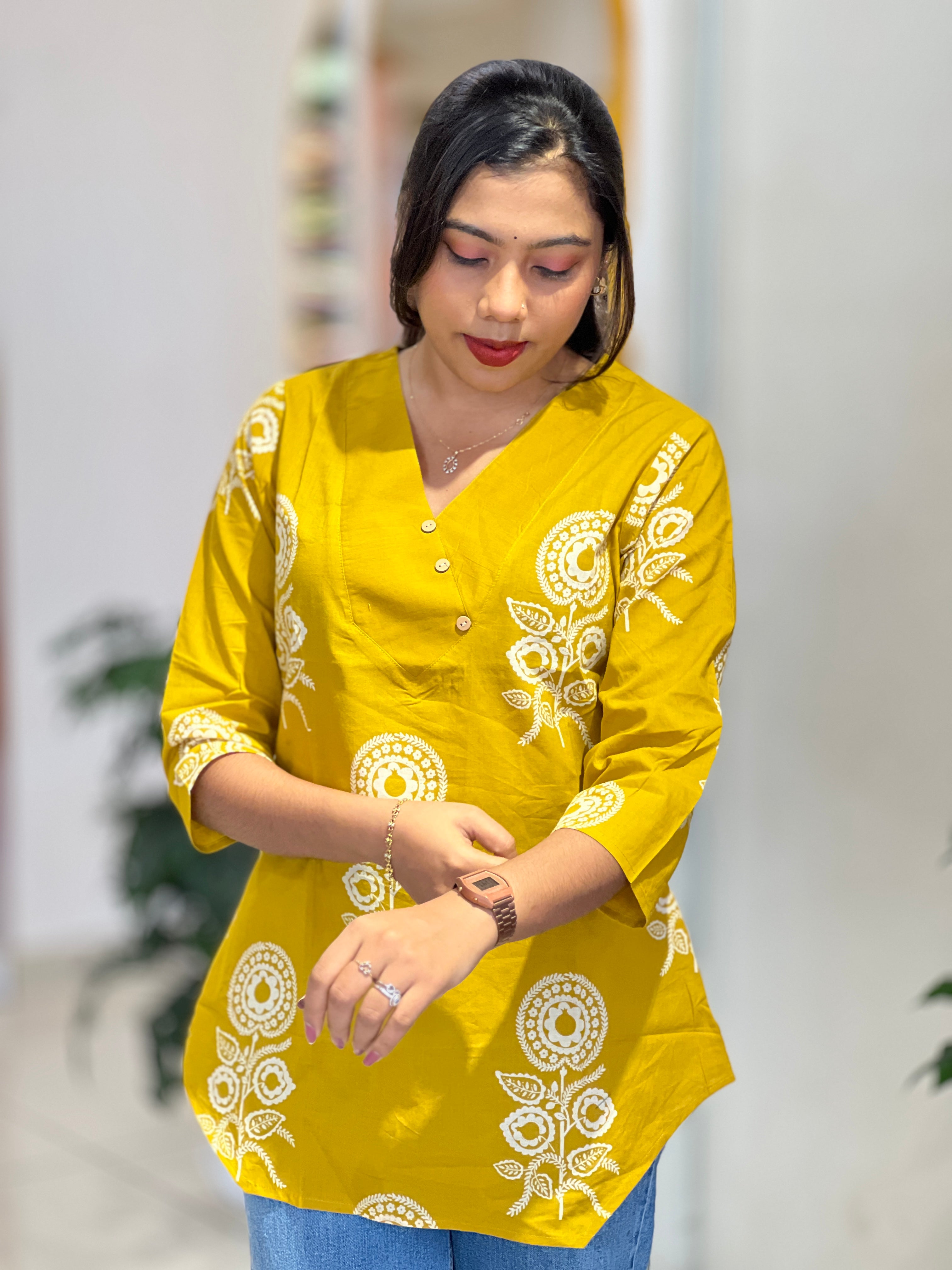 Printed Cotton Short Kurta | NCF335