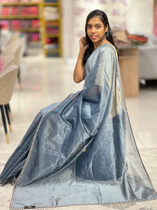 Sequence & Cut Beads Detailed Tissue Organza Saree | SBP809