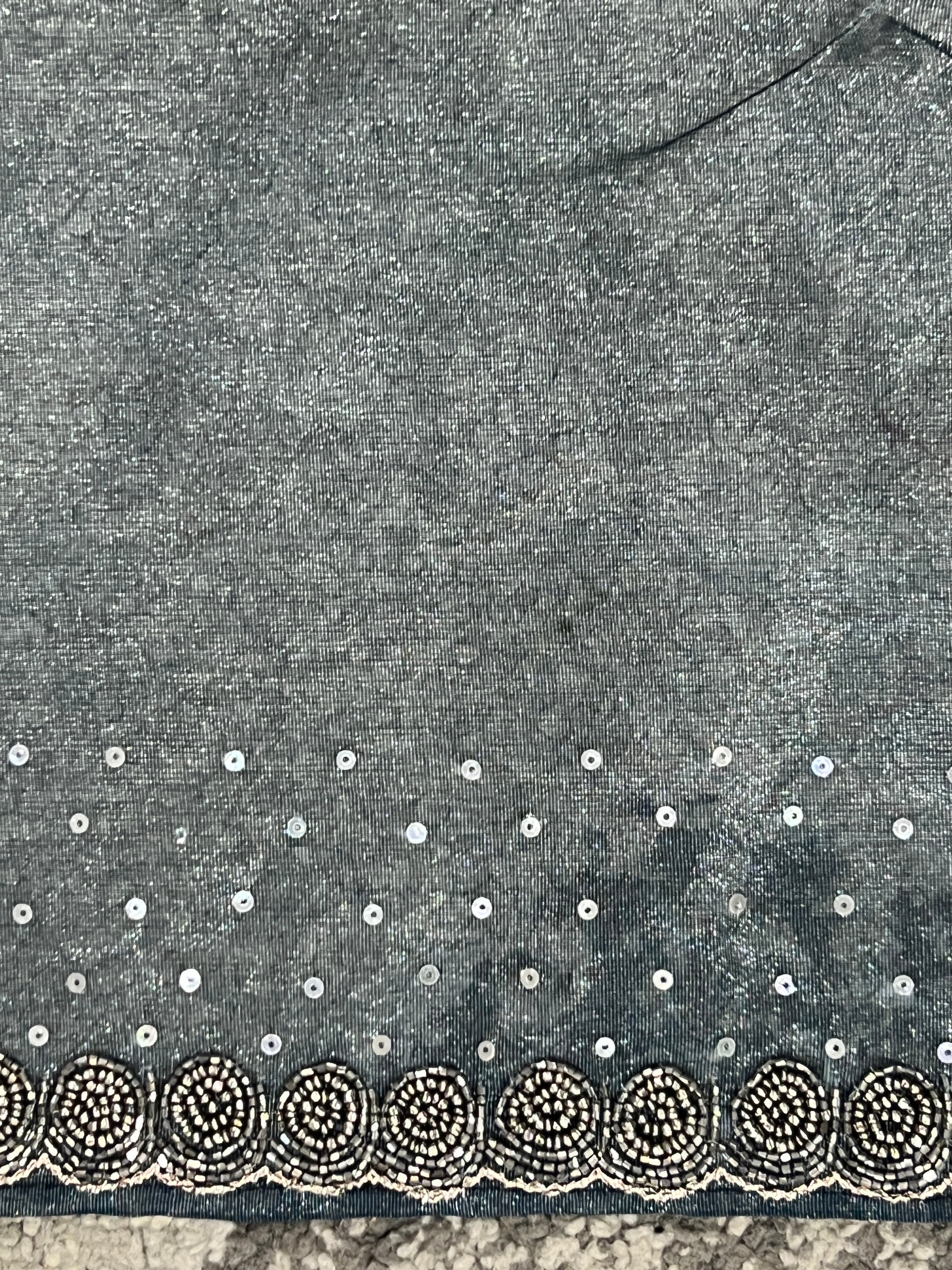 Sequence & Cut Beads Detailed Tissue Organza Saree | SBP809