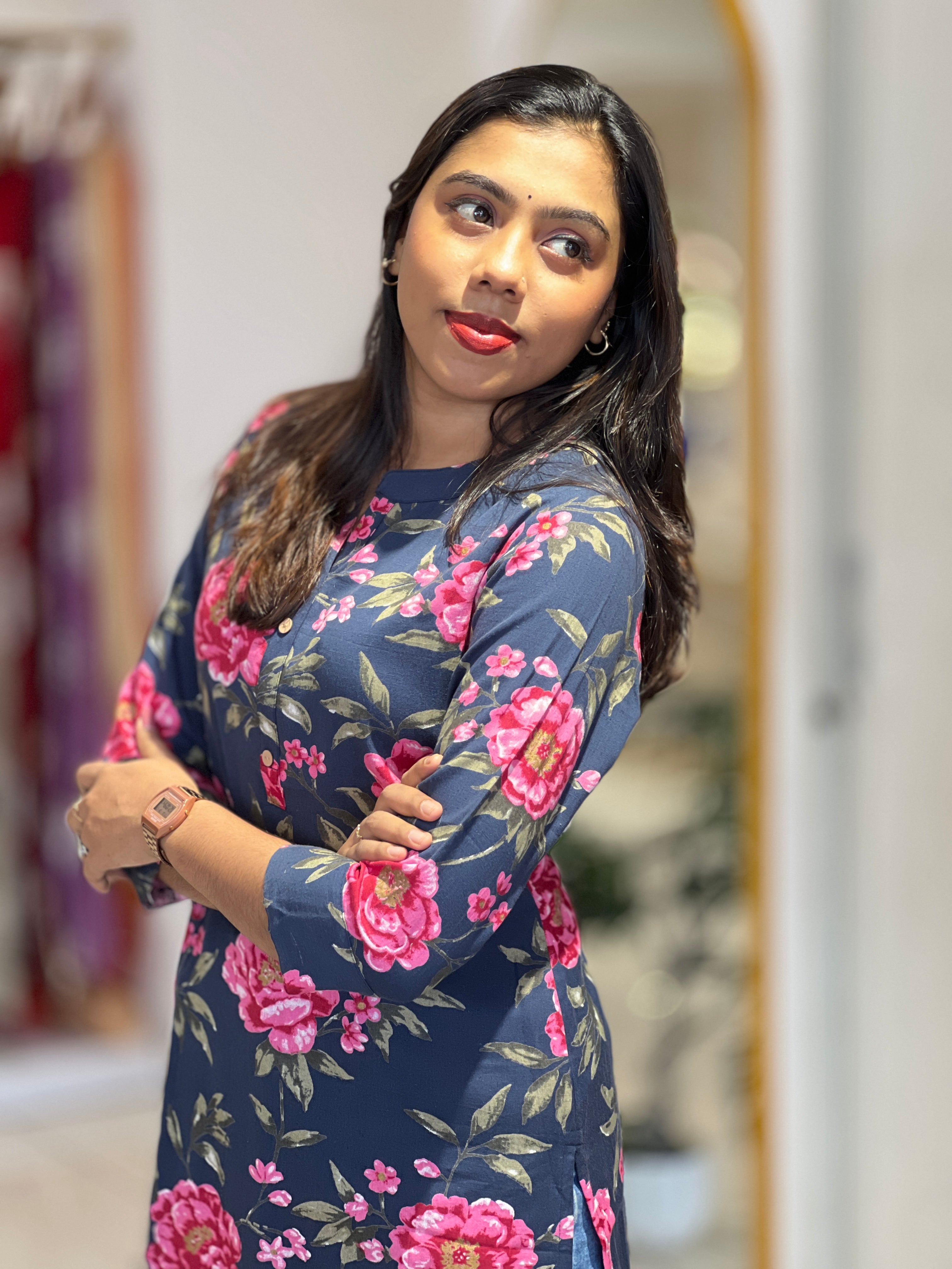 Floral Printed Cotton Kurta | NCF337