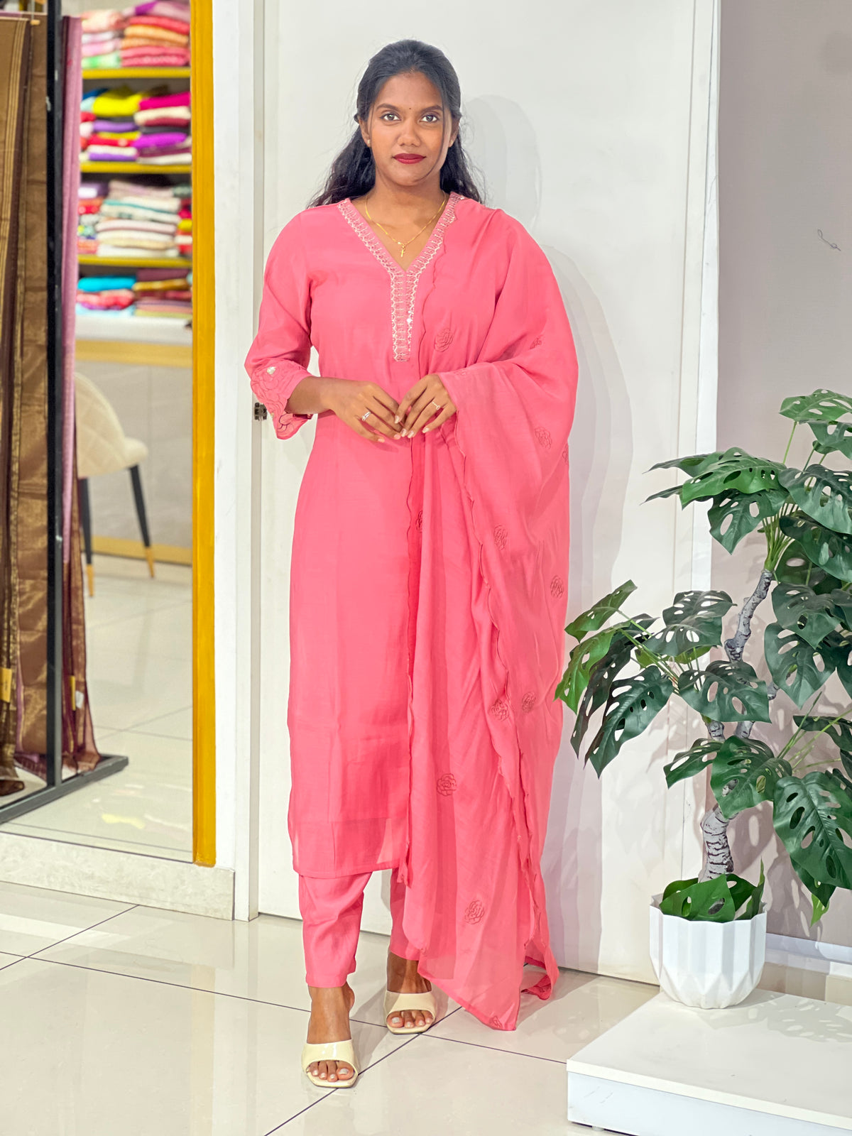 Party Wear Mul Chanderi Kurta Set | JPL111