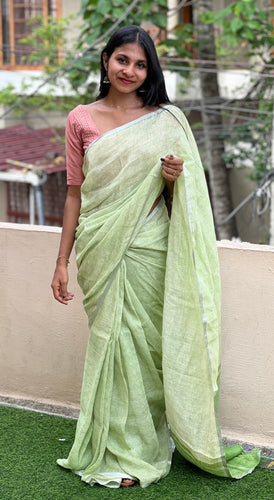 Screen Printed Linen Finish Saree | YNG327